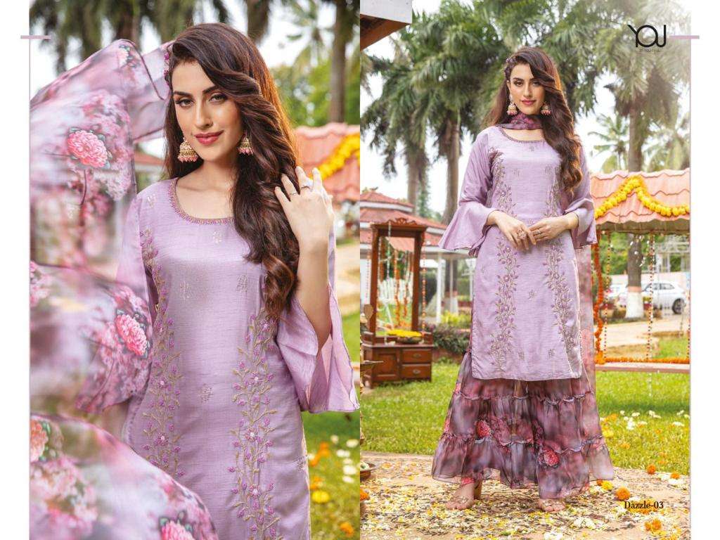 DAZZLE 03 BY YOU BEAUTIFUL SHARARA SUITS COLORFUL STYLISH FANCY CASUAL WEAR & ETHNIC WEAR FANCY DRESSES AT WHOLESALE PRICE