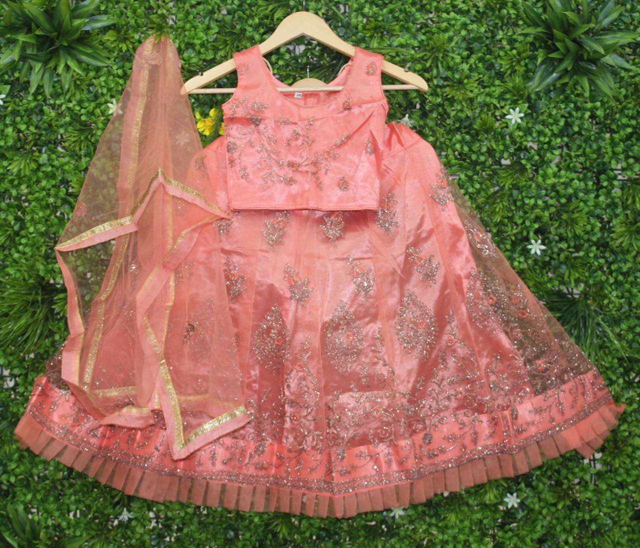 Buy Green Silk Organza Frill Lehenga Set For Girls by Panchhi by Kanupriya  Tibrewala Online at Aza Fashions.