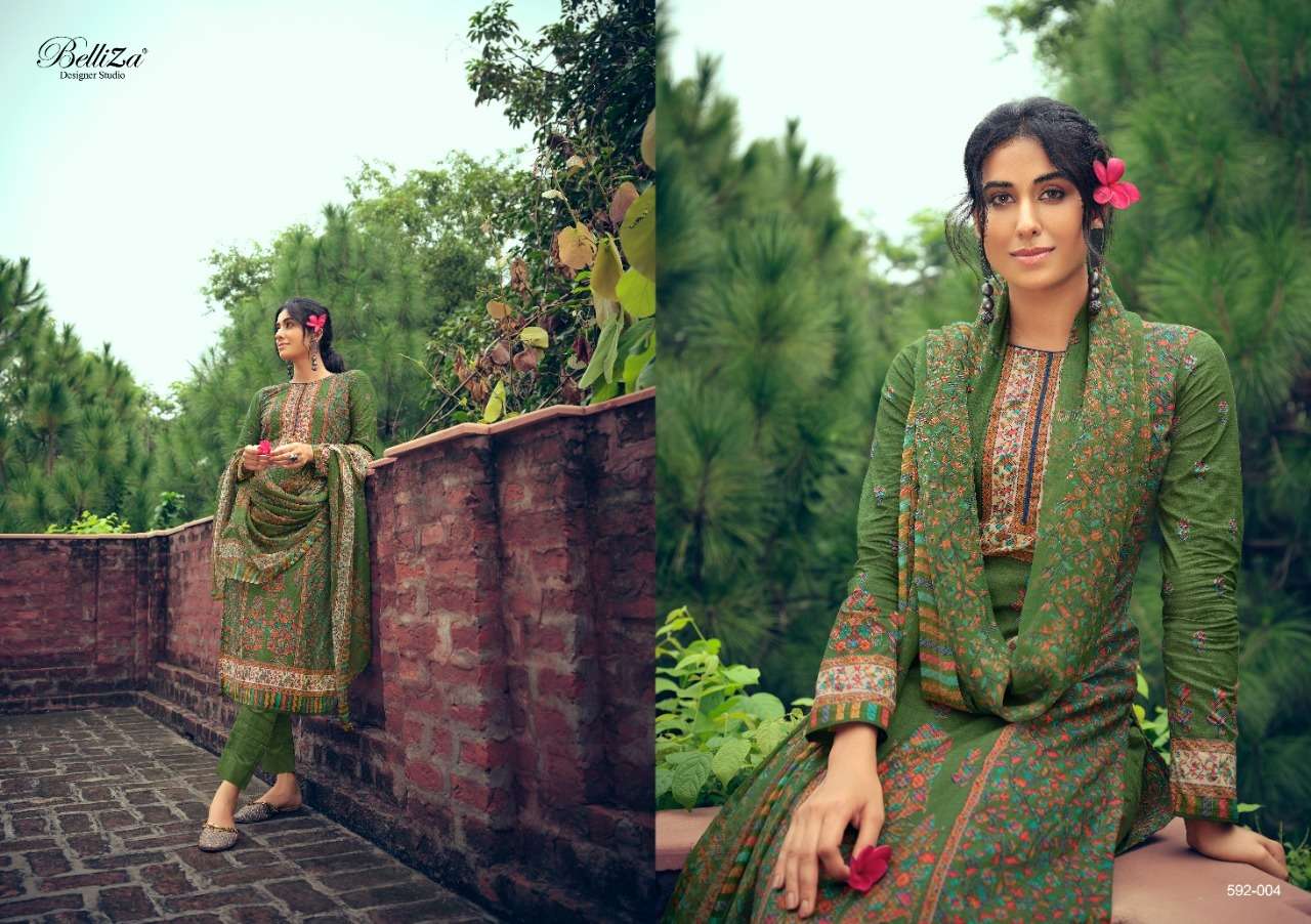 NAINPREET BY BELLIZA 592-001 TO 592-010 SERIES BEAUTIFUL STYLISH SUITS FANCY COLORFUL CASUAL WEAR & ETHNIC WEAR & READY TO WEAR PURE COTTON PRINTED DRESSES AT WHOLESALE PRICE