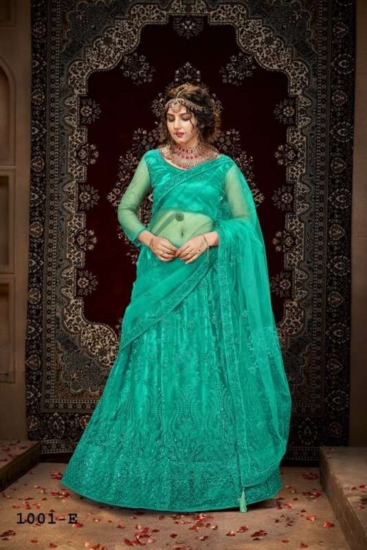 Maharani 1001 Colours By Mrudangi 1001-A To 1001-E Series Designer Beautiful Navratri Collection Occasional Wear & Party Wear Net Lehengas At Wholesale Price