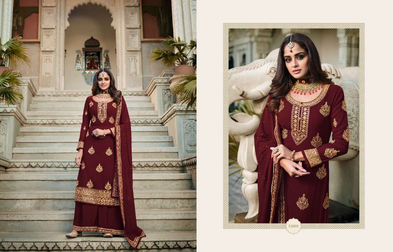 GULNAAZ BY ZISA 12801 TO 12806 SERIES BEAUTIFUL STYLISH SHARARA SUITS FANCY COLORFUL CASUAL WEAR & ETHNIC WEAR & READY TO WEAR BLOOMING GEORGETTE DRESSES AT WHOLESALE PRICE