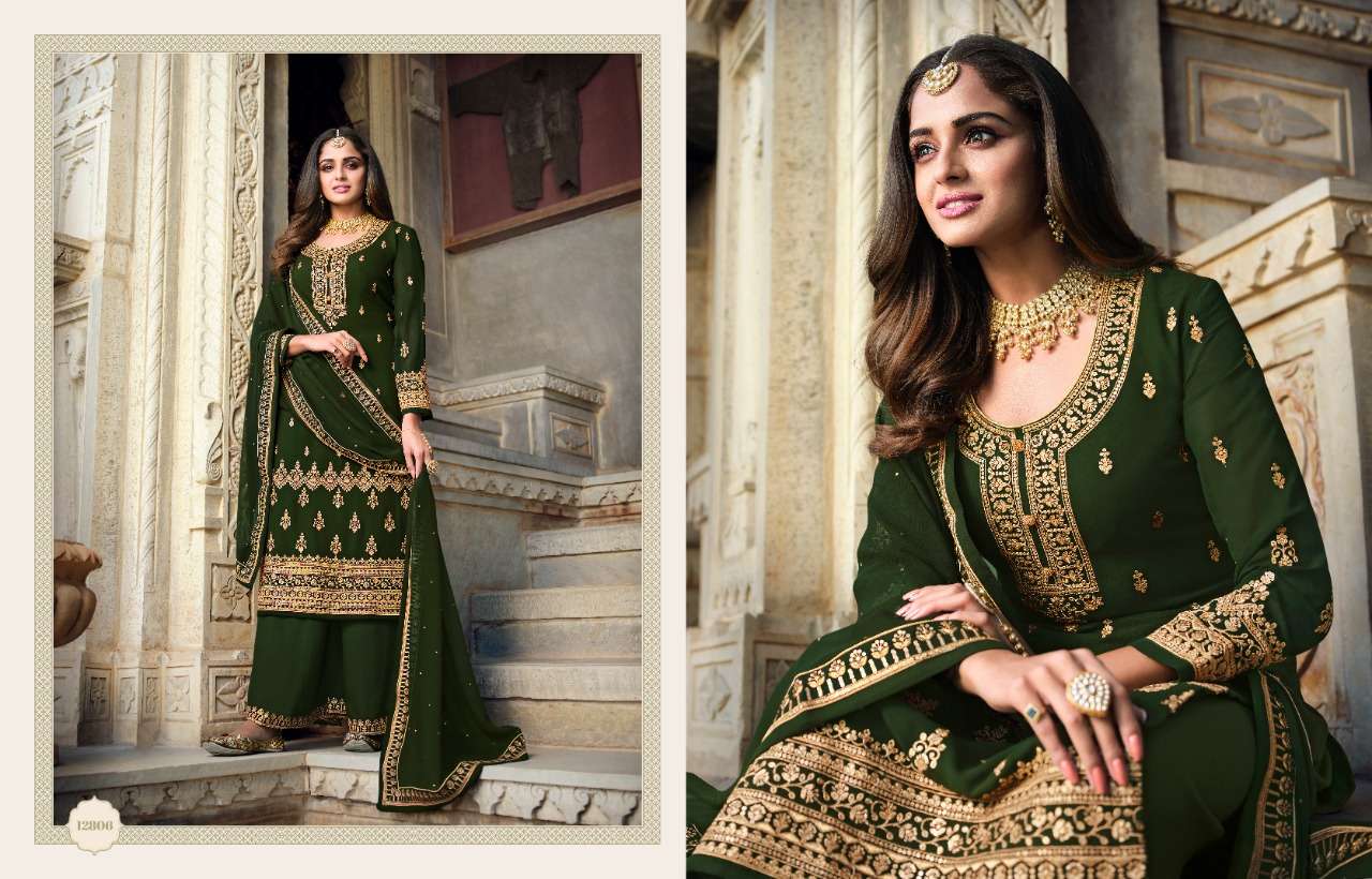 GULNAAZ BY ZISA 12801 TO 12806 SERIES BEAUTIFUL STYLISH SHARARA SUITS FANCY COLORFUL CASUAL WEAR & ETHNIC WEAR & READY TO WEAR BLOOMING GEORGETTE DRESSES AT WHOLESALE PRICE