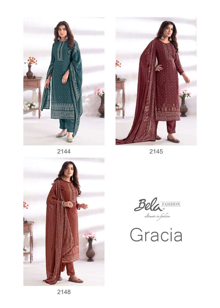 GRACIA BY BELA FASHION 2142 TO 2148 SERIES BEAUTIFUL SUITS COLORFUL STYLISH FANCY CASUAL WEAR & ETHNIC WEAR COTTON SILK DIGITAL PRINT DRESSES AT WHOLESALE PRICE