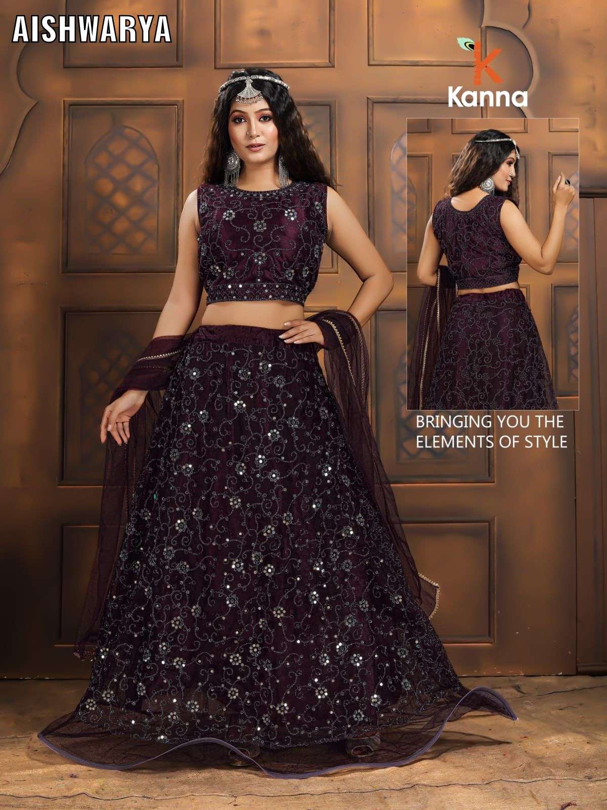 AISHWARYA BY KANNA 01 TO 06 SERIES DESIGNER BEAUTIFUL NAVRATRI COLLECTION OCCASIONAL WEAR & PARTY WEAR HEAVY NET LEHENGAS AT WHOLESALE PRICE