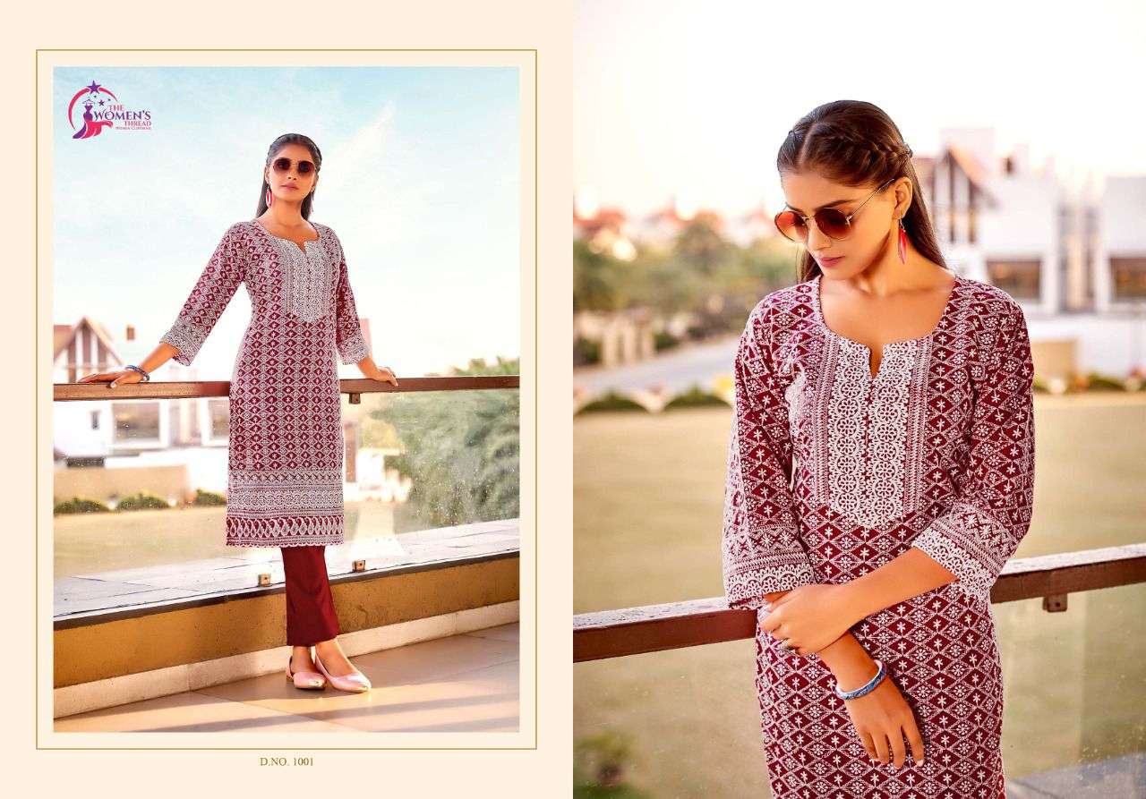 AARAMBH BY THE WOMENS THREADS 1001 TO 1007 SERIES DESIGNER STYLISH FANCY COLORFUL BEAUTIFUL PARTY WEAR & ETHNIC WEAR COLLECTION COTTON WITH WORK KURTIS AT WHOLESALE PRICE