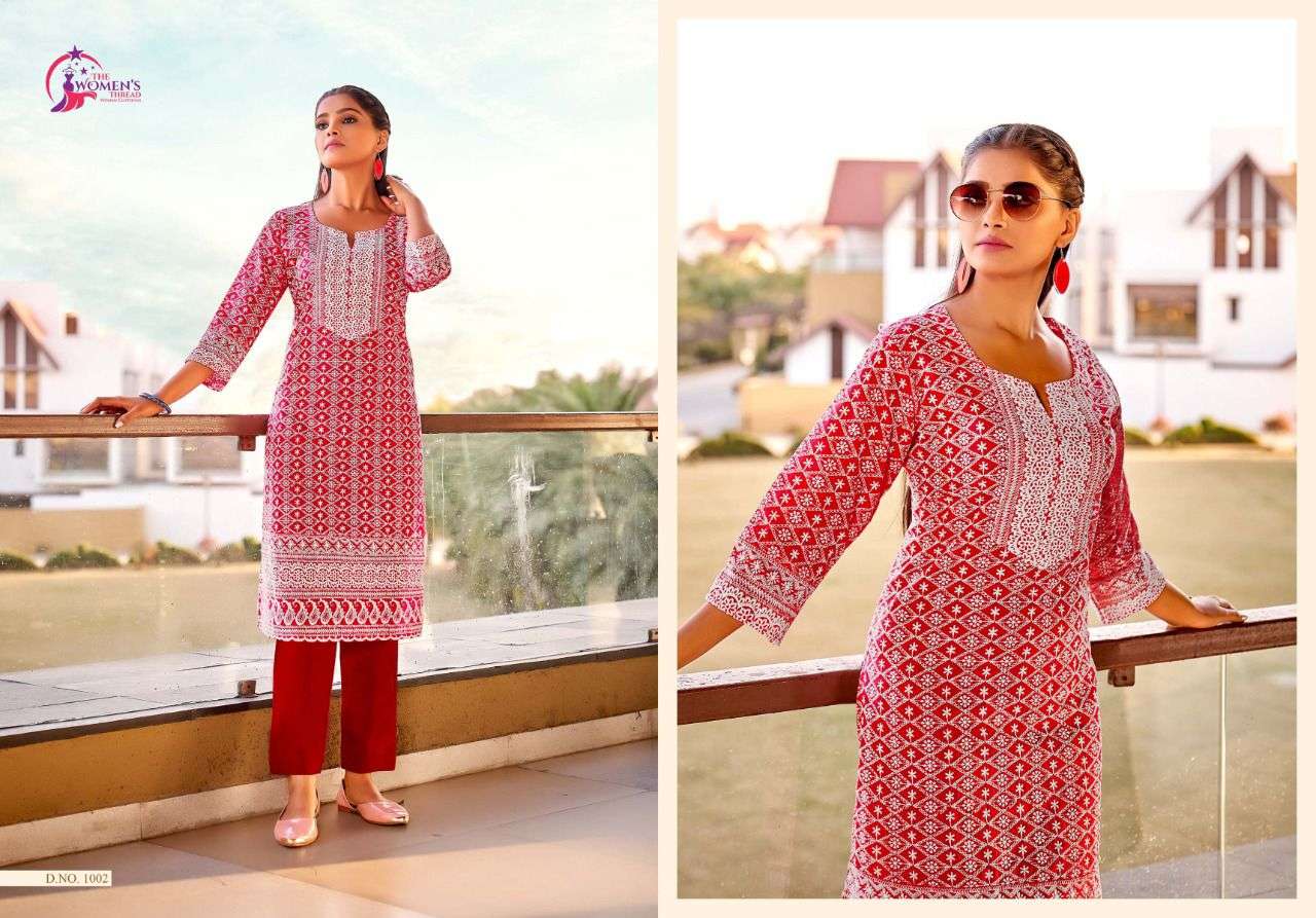 AARAMBH BY THE WOMENS THREADS 1001 TO 1007 SERIES DESIGNER STYLISH FANCY COLORFUL BEAUTIFUL PARTY WEAR & ETHNIC WEAR COLLECTION COTTON WITH WORK KURTIS AT WHOLESALE PRICE
