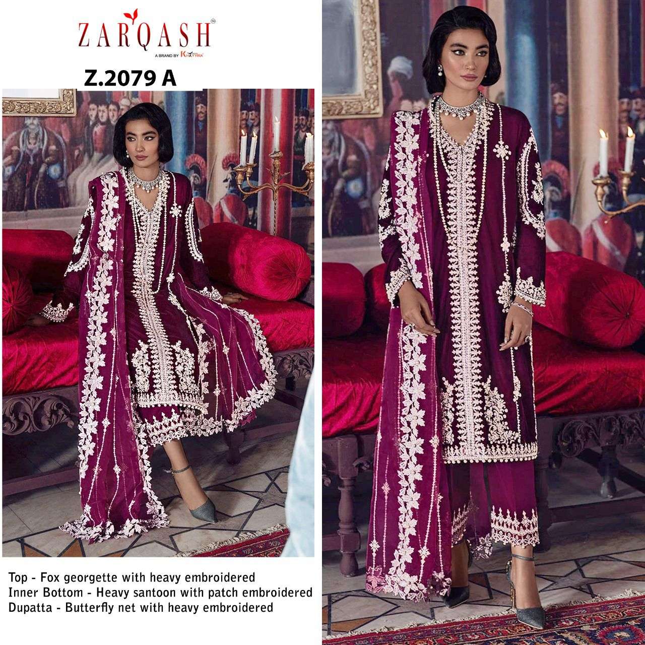 Tehzeeb By Zarqash 2079-A To 2079-F Series Pakistani Suits Beautiful Fancy Colorful Stylish Party Wear & Occasional Wear Cotton With Embroidery Dresses At Wholesale Price