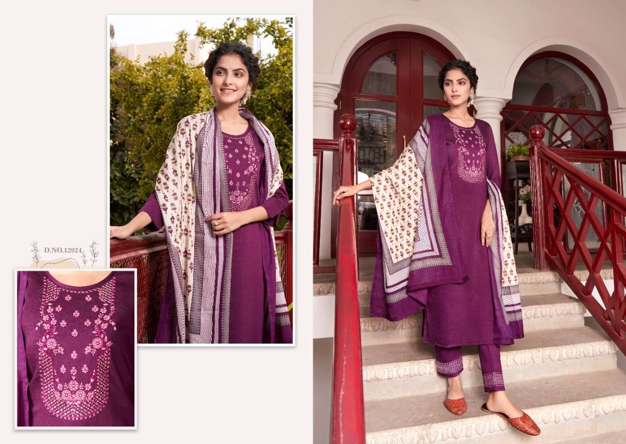 PURIKA VOL-4 BY KIVI 12919 TO 12924 SERIES BEAUTIFUL SUITS STYLISH FANCY COLORFUL PARTY WEAR & OCCASIONAL WEAR CHINNON SILK EMBROIDERED DRESSES AT WHOLESALE PRICE