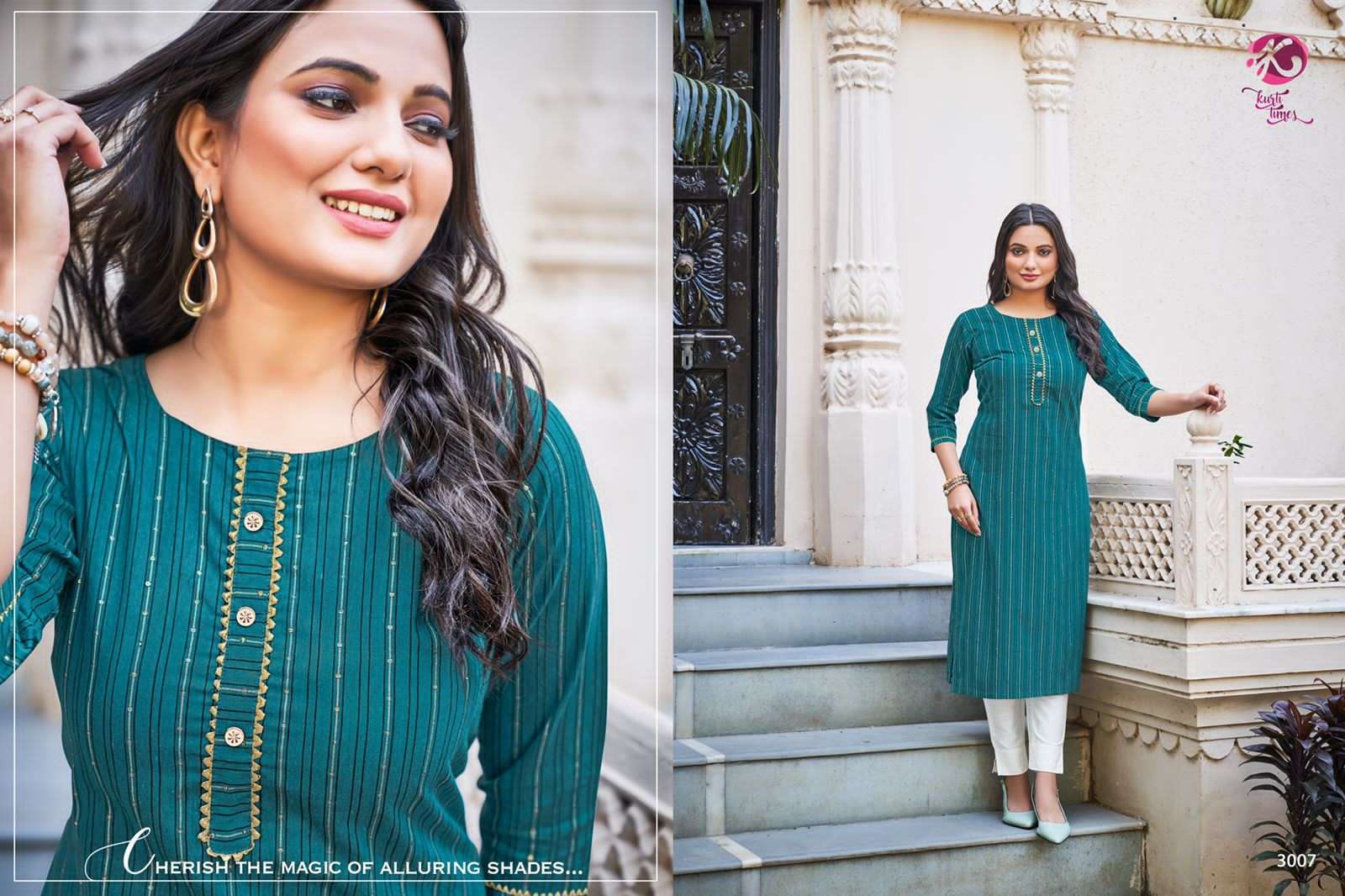 TULIP VOL-2 BY KURTI TIMES 3006 TO 3010 SERIES DESIGNER STYLISH FANCY COLORFUL BEAUTIFUL PARTY WEAR & ETHNIC WEAR COLLECTION COTTON EMBROIDERY KURTIS AT WHOLESALE PRICE