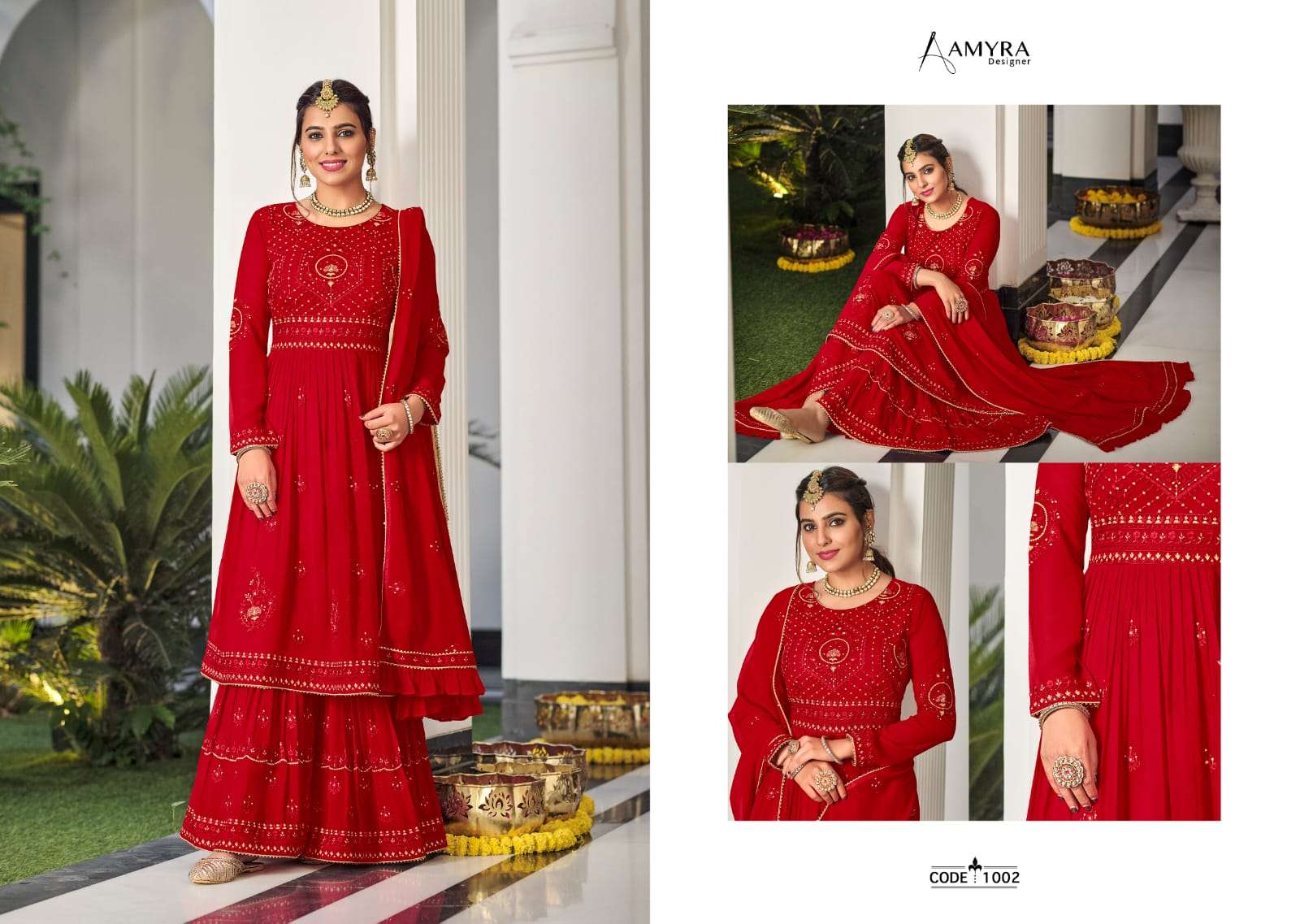 Vintage By Amyra Designer 1001 To 1004 Series Beautiful Stylish Sharara Suits Fancy Colorful Casual Wear & Ethnic Wear & Ready To Wear Heavy Georgette Embroidered Dresses At Wholesale Price