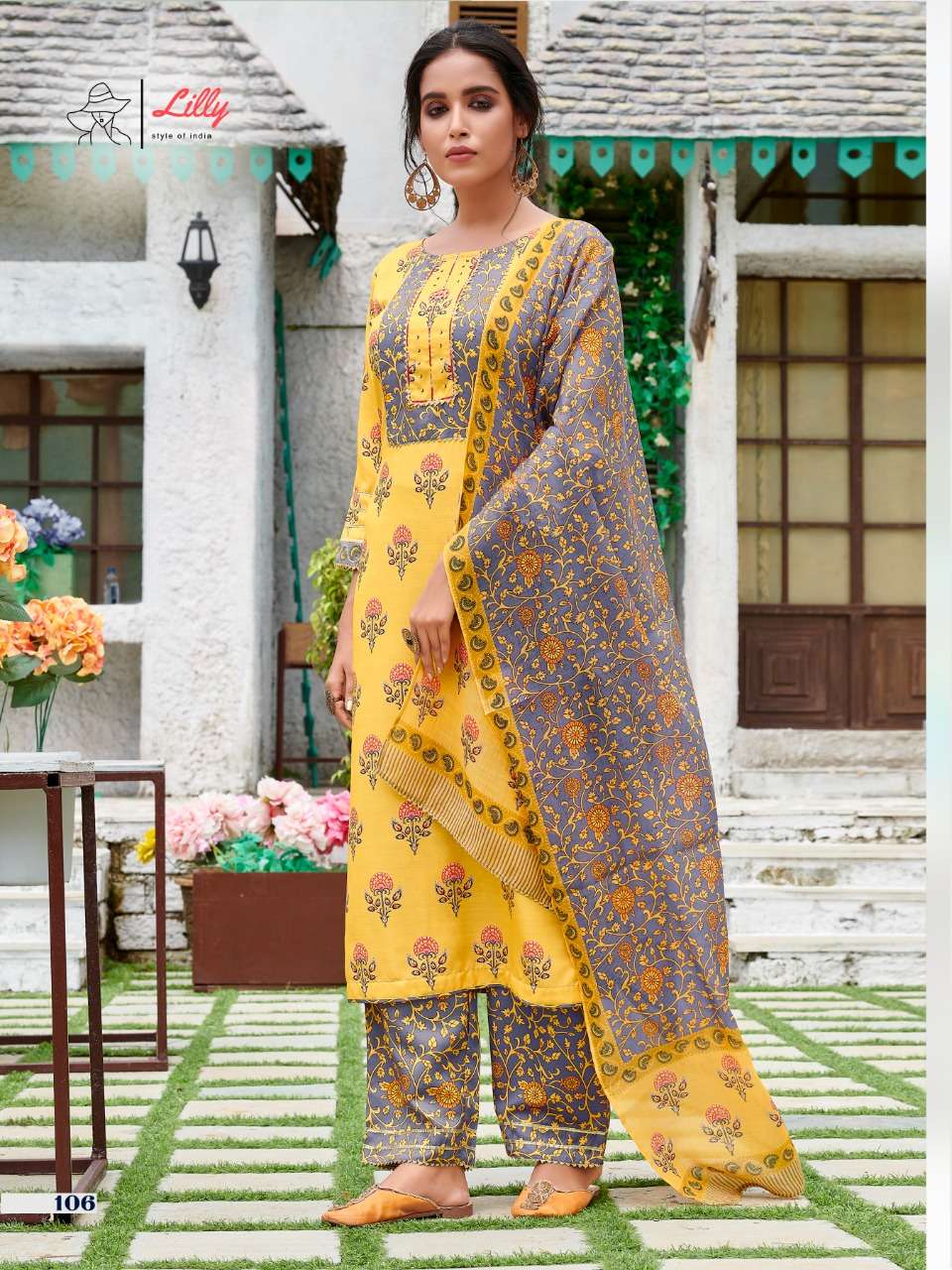 BASANT BY LILY 105 TO 108 SERIES BEAUTIFUL SUITS COLORFUL STYLISH FANCY CASUAL WEAR & ETHNIC WEAR LINEN COTTON DRESSES AT WHOLESALE PRICE