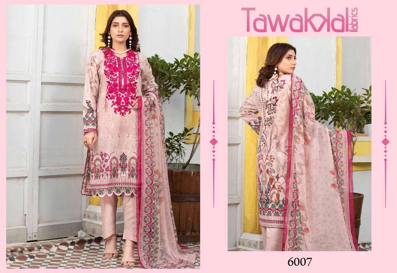 OPULENCE LUXURY COTTON VOL-6 BY TAWAKKAL FAB 6001 TO 6010 SERIES BEAUTIFUL SUITS COLORFUL STYLISH FANCY CASUAL WEAR & ETHNIC WEAR COTTON PRINT DRESSES AT WHOLESALE PRICE