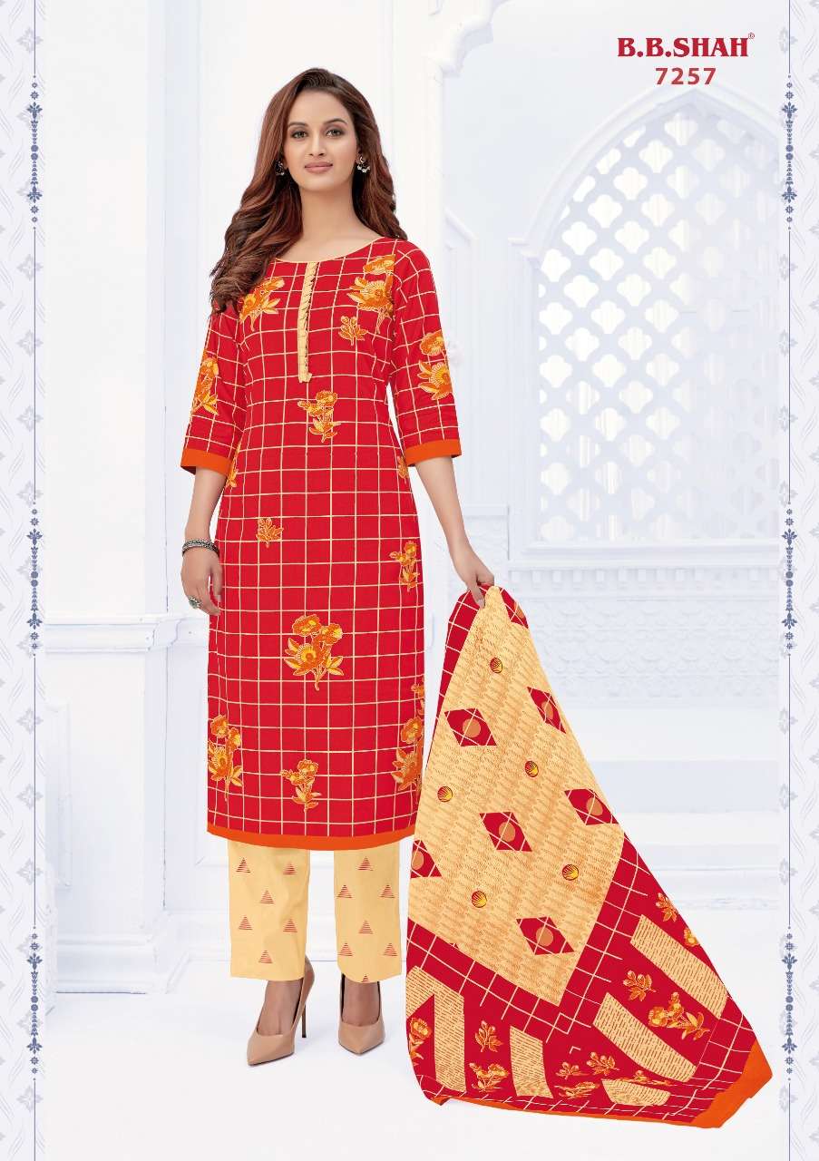 NAYRAA RED SPECIAL BY B B SHAH 7251 TO 7262 SERIES BEAUTIFUL STYLISH SHARARA SUITS FANCY COLORFUL CASUAL WEAR & ETHNIC WEAR & READY TO WEAR HEAVY COTTON PRINTED DRESSES AT WHOLESALE PRICE