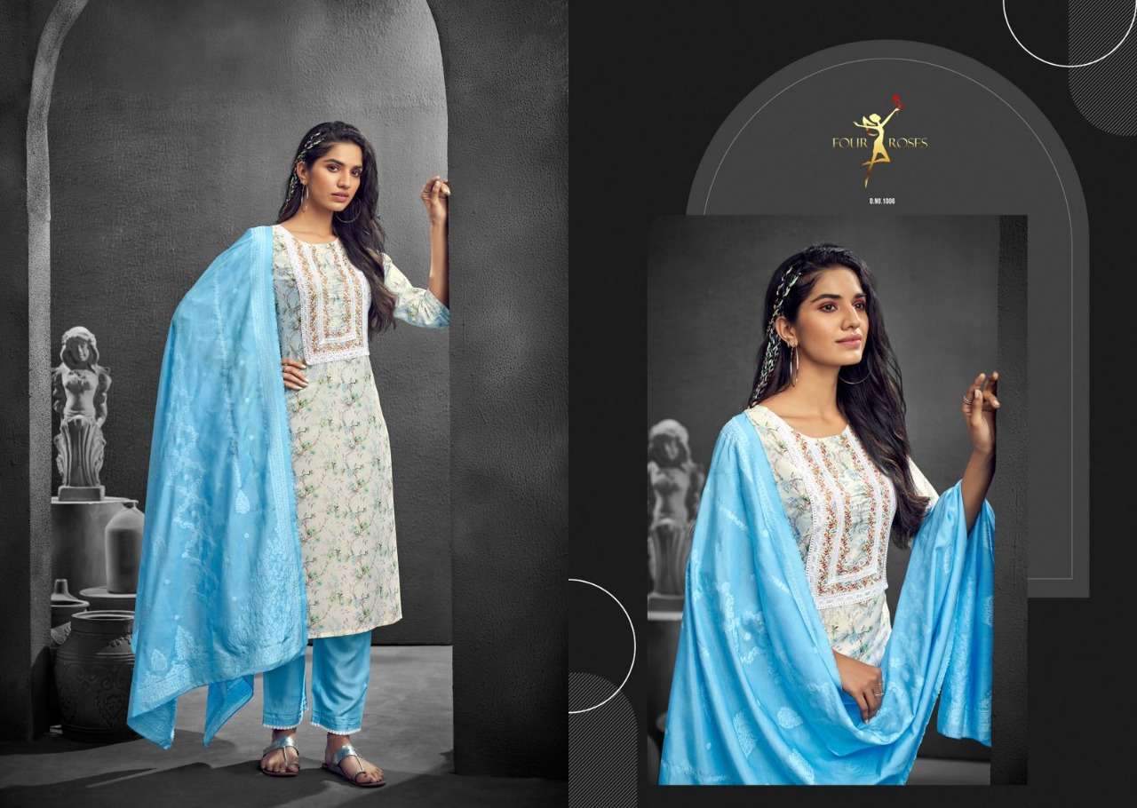 DESIRE BY FOUR ROSES 1001 TO 1006 SERIES BEAUTIFUL SUITS COLORFUL STYLISH FANCY CASUAL WEAR & ETHNIC WEAR PURE VISCOSE MUSLIN DRESSES AT WHOLESALE PRICE