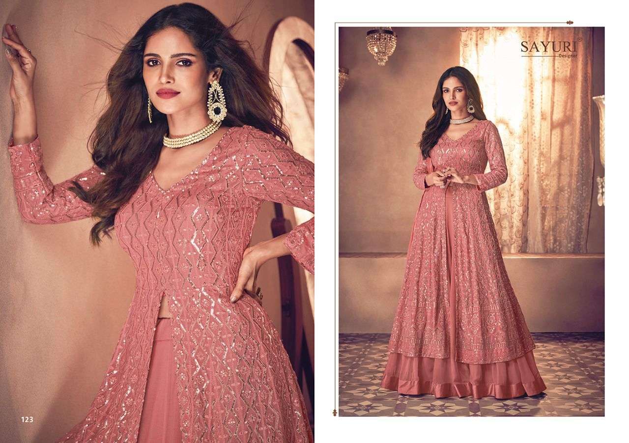 Noor Platinum By Sayuri 123 To 123-D Series Beautiful Suits Colorful Stylish Fancy Casual Wear & Ethnic Wear Real Georgette Dresses At Wholesale Price