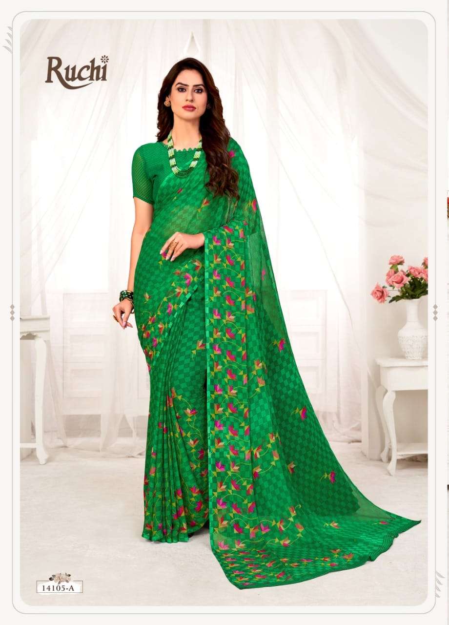STAR CHIFFON VOL-70 BY RUCHI 14101-A TO 14110-B SERIES INDIAN TRADITIONAL WEAR COLLECTION BEAUTIFUL STYLISH FANCY COLORFUL PARTY WEAR & OCCASIONAL WEAR CHIFFON SAREES AT WHOLESALE PRICE