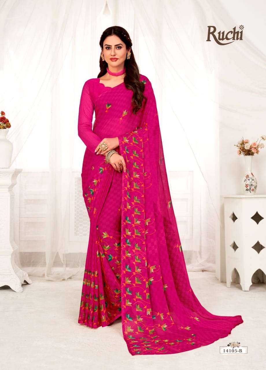 STAR CHIFFON VOL-70 BY RUCHI 14101-A TO 14110-B SERIES INDIAN TRADITIONAL WEAR COLLECTION BEAUTIFUL STYLISH FANCY COLORFUL PARTY WEAR & OCCASIONAL WEAR CHIFFON SAREES AT WHOLESALE PRICE