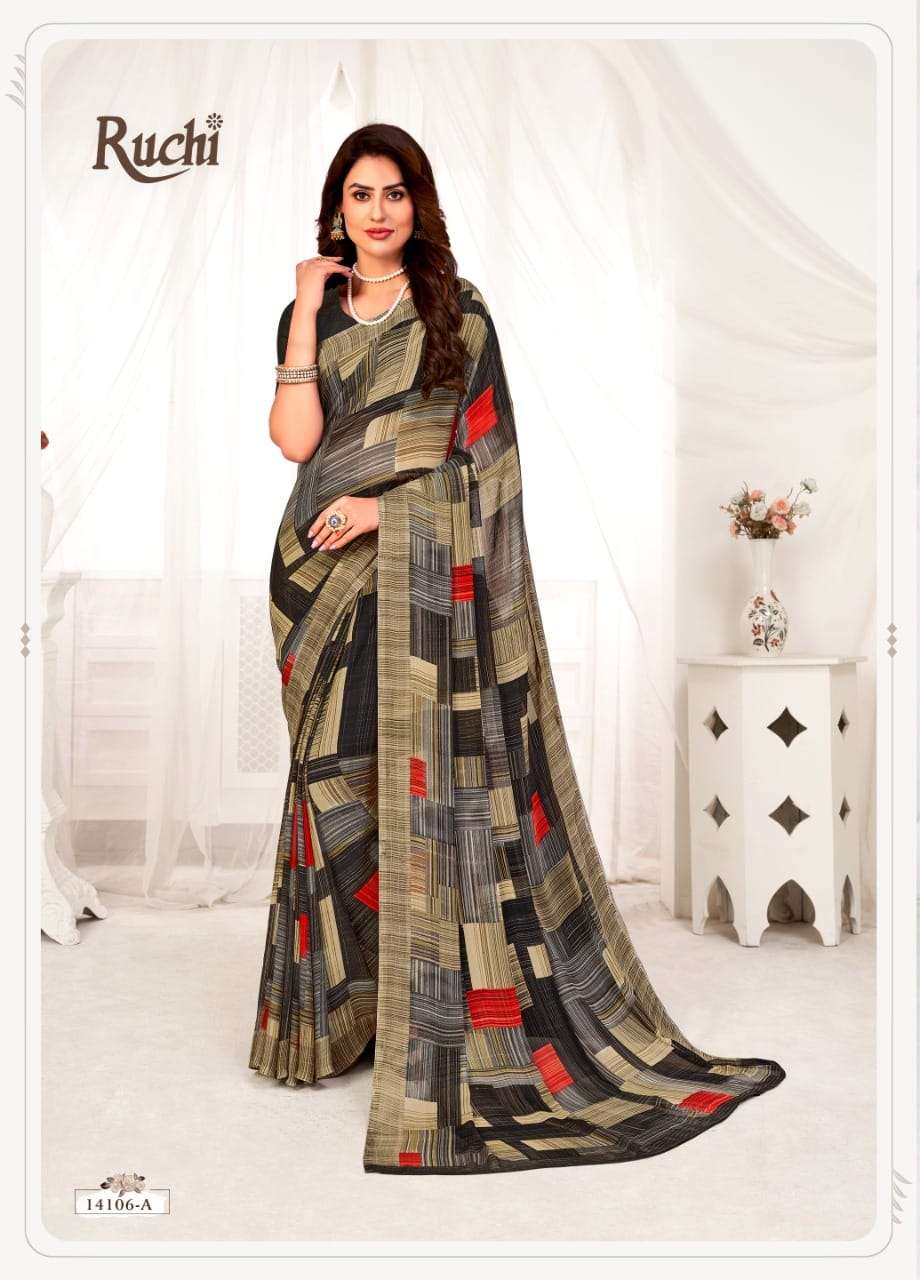 STAR CHIFFON VOL-70 BY RUCHI 14101-A TO 14110-B SERIES INDIAN TRADITIONAL WEAR COLLECTION BEAUTIFUL STYLISH FANCY COLORFUL PARTY WEAR & OCCASIONAL WEAR CHIFFON SAREES AT WHOLESALE PRICE