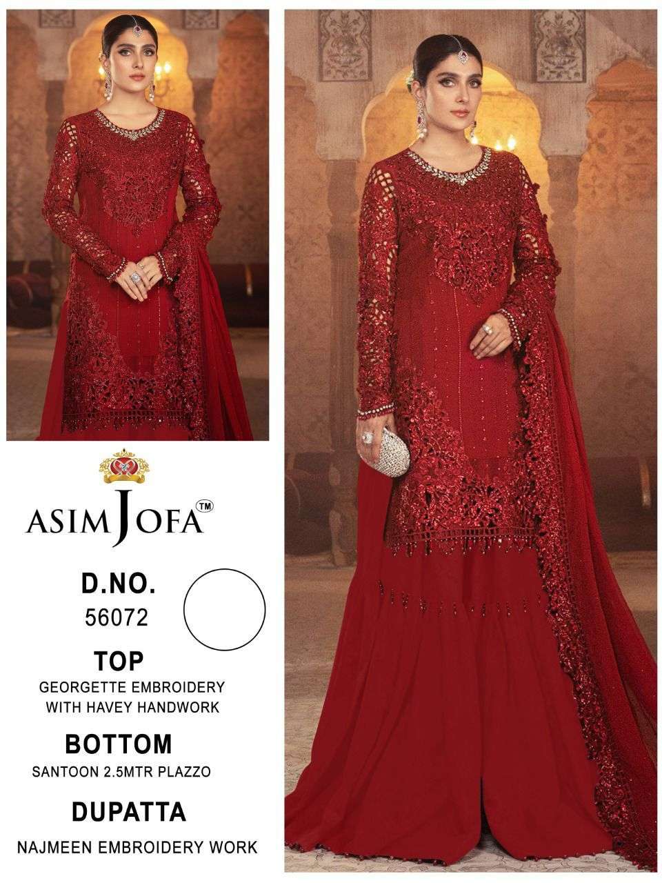 ASIM JOFA HIT DESIGN 56072 BY ASIM JOFA BEAUTIFUL PAKISTANI SUITS STYLISH COLORFUL FANCY CASUAL WEAR & ETHNIC WEAR GEORGETTE EMBROIDERED DRESSES AT WHOLESALE PRICE