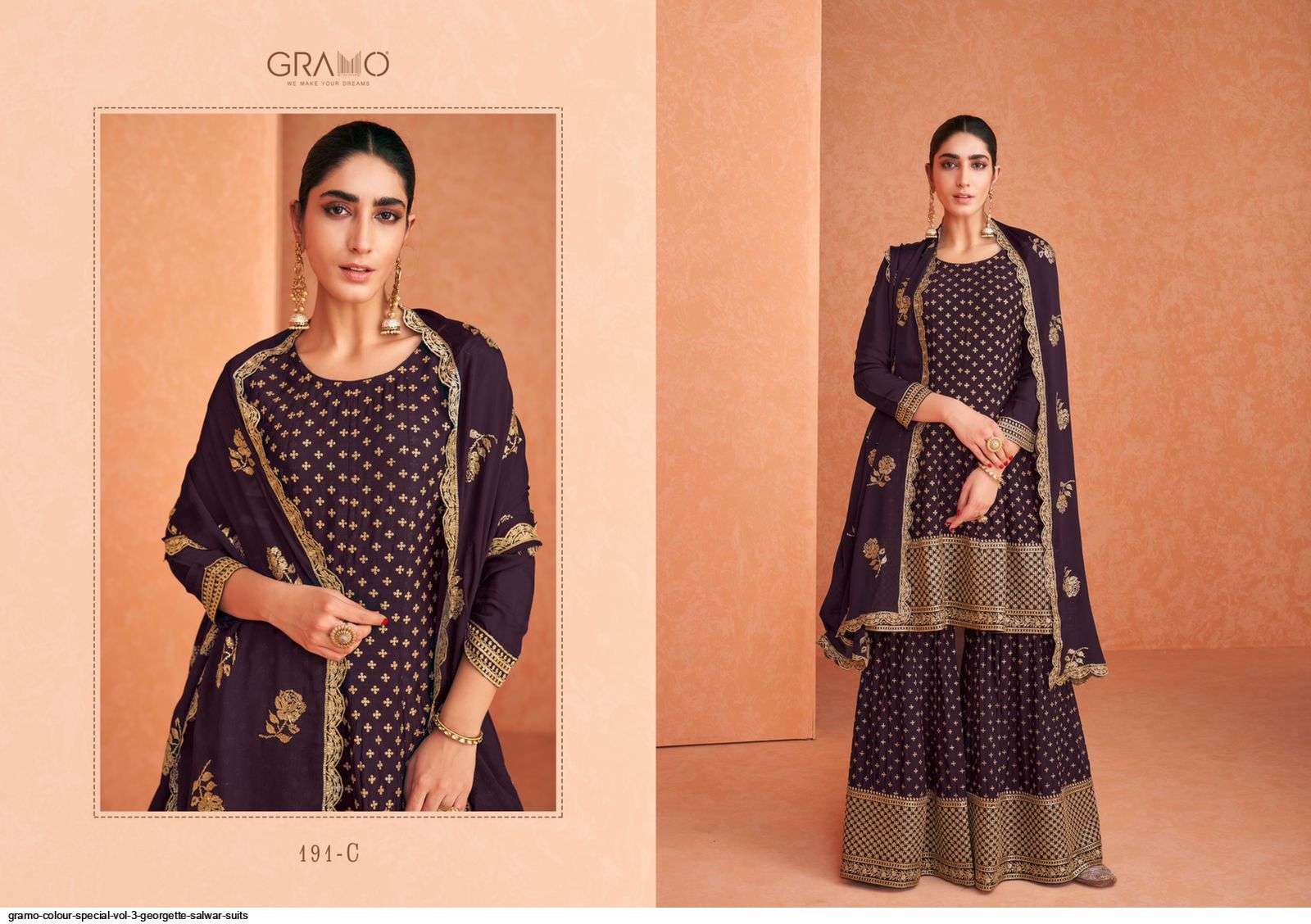 Color Special Vol-3 By Gramo 191-A To 191-E Series Beautiful Stylish Sharara Suits Fancy Colorful Casual Wear & Ethnic Wear & Ready To Wear Heavy Faux Georgette Dresses At Wholesale Price