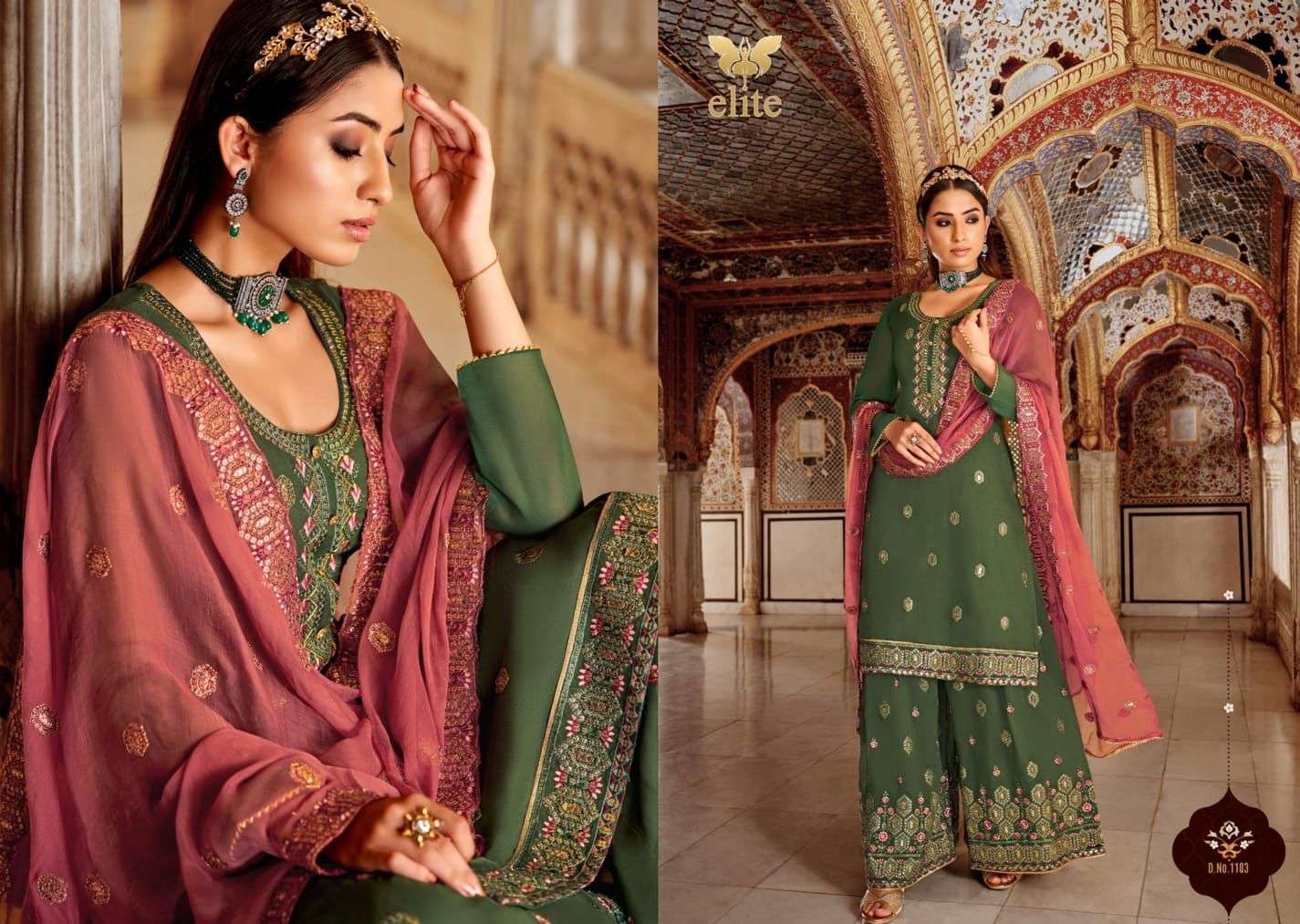 ELITE BY MOHINI FASHION 1101 TO 1104 SERIES BEAUTIFUL STYLISH SHARARA SUITS FANCY COLORFUL CASUAL WEAR & ETHNIC WEAR & READY TO WEAR PURE VISCOSE GEORGETTE DRESSES AT WHOLESALE PRICE
