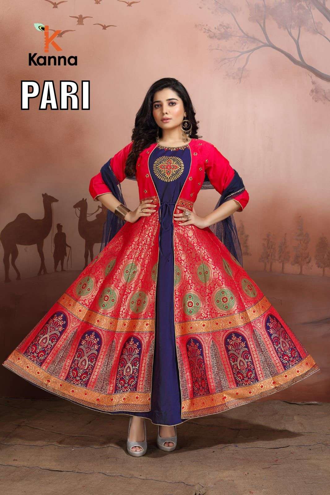 PARI BY KANNA 01 TO 03 SERIES BEAUTIFUL STYLISH FANCY COLORFUL CASUAL WEAR & ETHNIC WEAR HEAVY JACQUARD GOWNS AT WHOLESALE PRICE