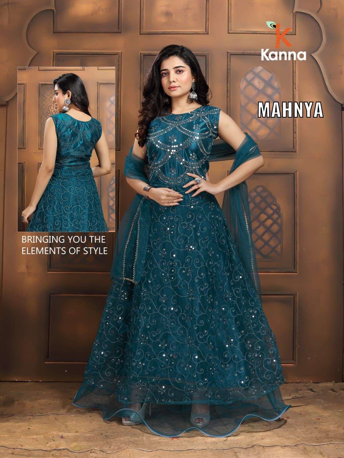 MAHNYA BY KANNA 01 TO 06 SERIES BEAUTIFUL STYLISH ANARKALI SUITS FANCY COLORFUL CASUAL WEAR & ETHNIC WEAR & READY TO WEAR HEAVY NET DRESSES AT WHOLESALE PRICE