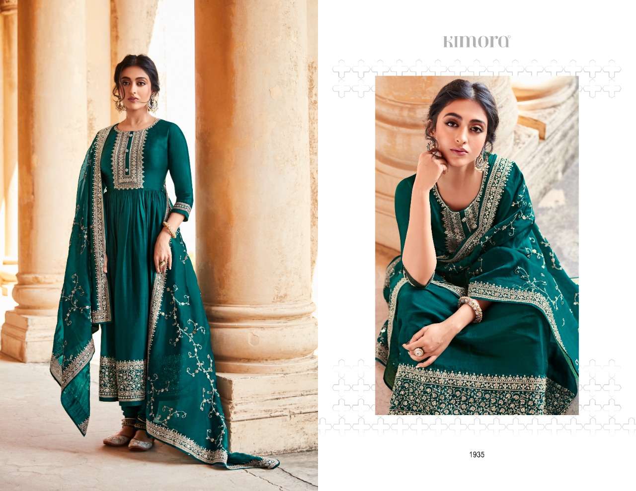 LEELAH BY KIMORA FASHION 1931 TO 1938 SERIES BEAUTIFUL SUITS COLORFUL STYLISH FANCY CASUAL WEAR & ETHNIC WEAR RUSSIAN SILK EMBROIDERED DRESSES AT WHOLESALE PRICE