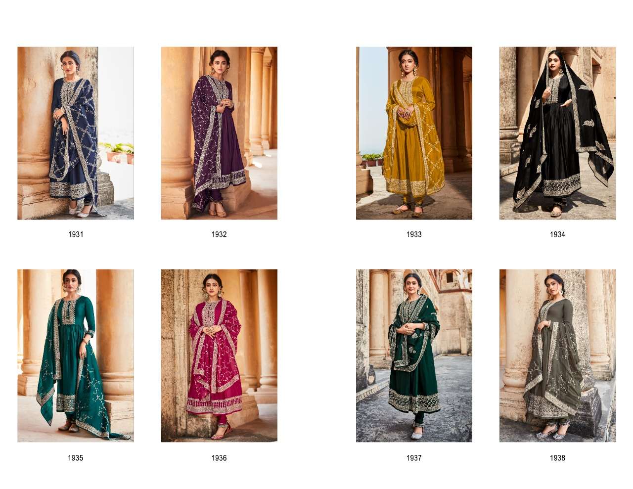 LEELAH BY KIMORA FASHION 1931 TO 1938 SERIES BEAUTIFUL SUITS COLORFUL STYLISH FANCY CASUAL WEAR & ETHNIC WEAR RUSSIAN SILK EMBROIDERED DRESSES AT WHOLESALE PRICE