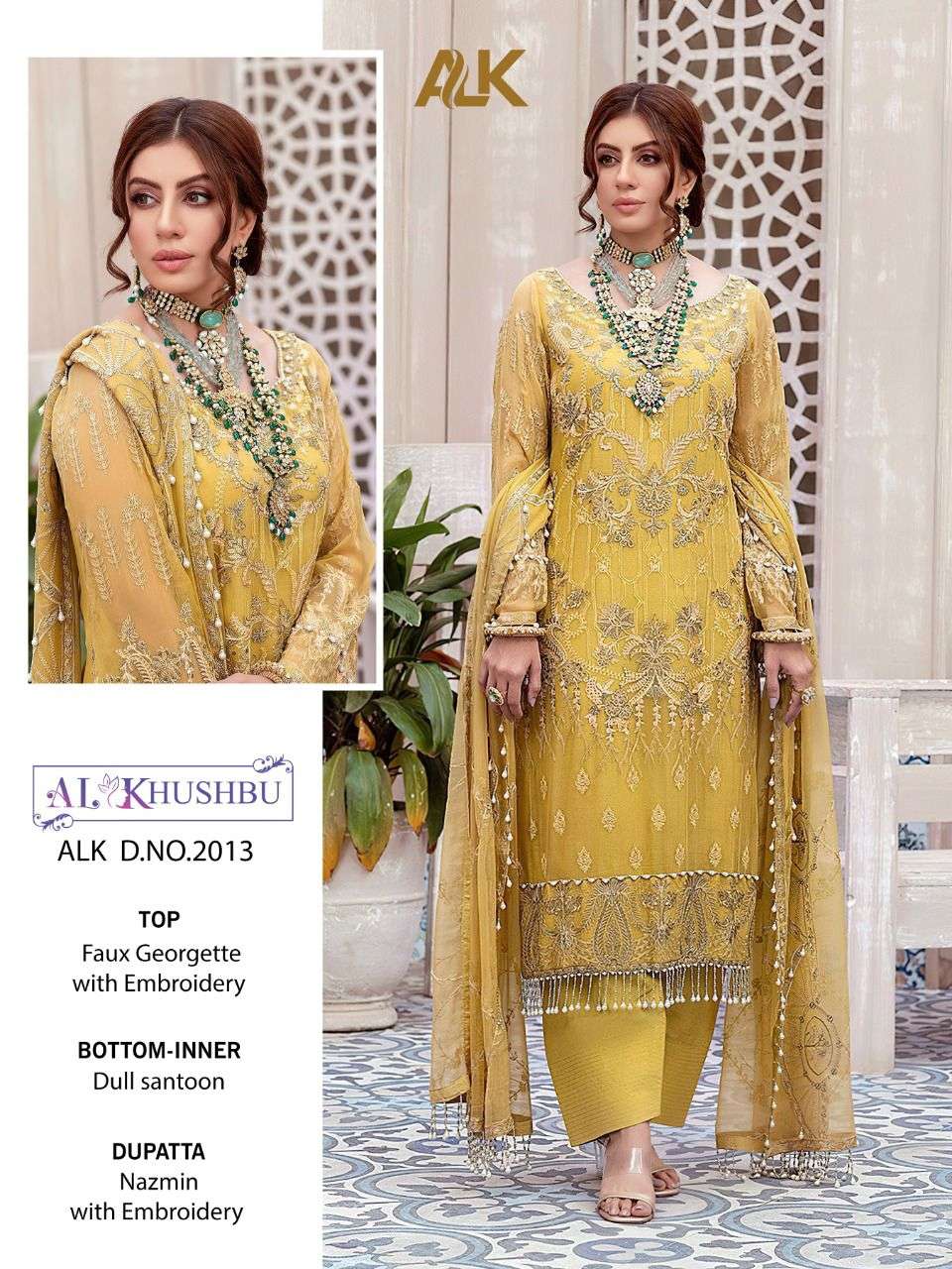 AL KHUSHBU HIT DESIGN 2013 BY AL KHUSHBU DESIGNER PAKISTANI SUITS BEAUTIFUL STYLISH FANCY COLORFUL PARTY WEAR & OCCASIONAL WEAR FAUX GEORGETTE EMBROIDERED DRESSES AT WHOLESALE PRICE