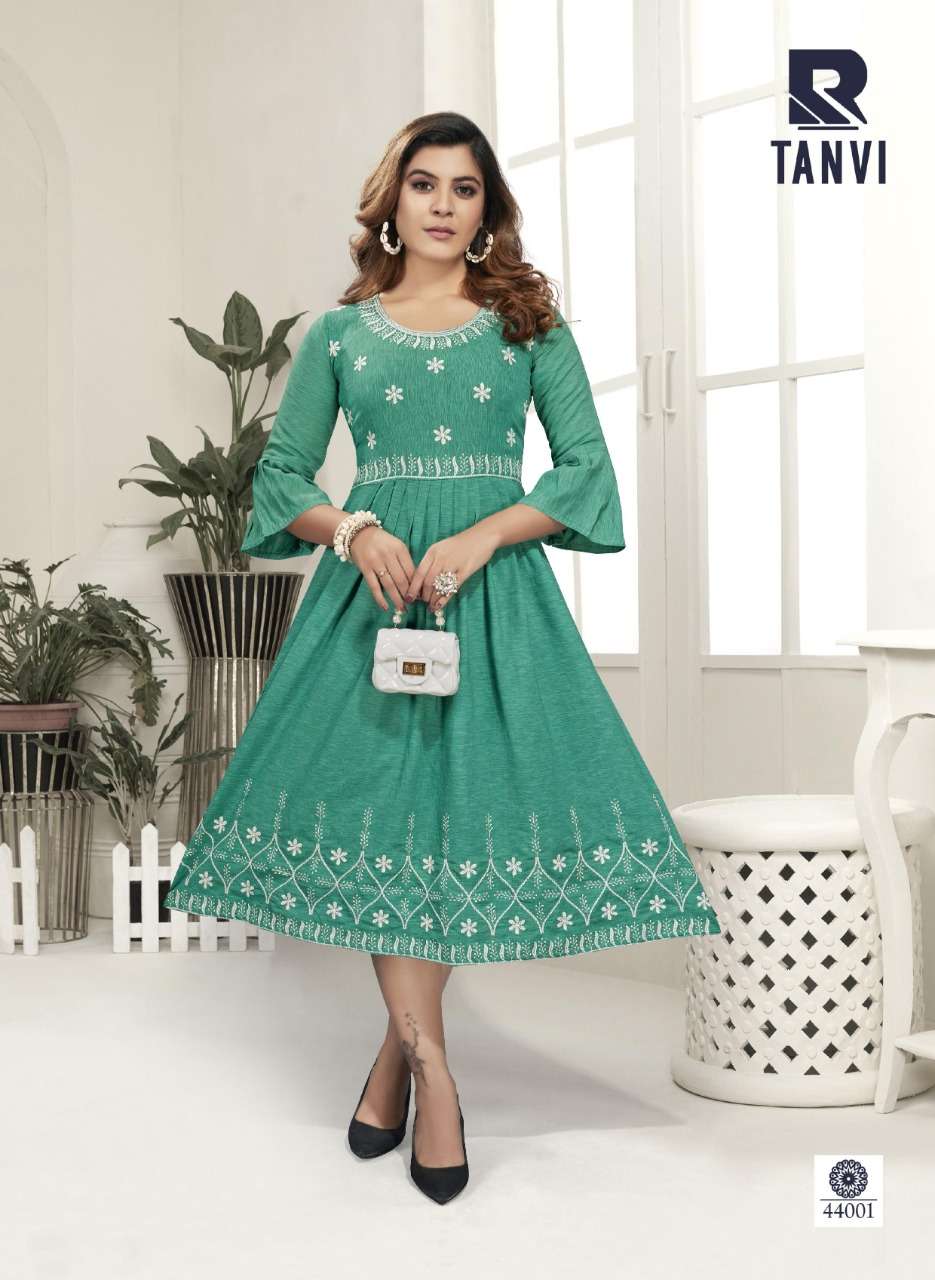 TANVI BY RAASHI 44001 TO 44008 SERIES DESIGNER STYLISH FANCY COLORFUL BEAUTIFUL PARTY WEAR & ETHNIC WEAR COLLECTION RAYON SLUB KURTIS AT WHOLESALE PRICE