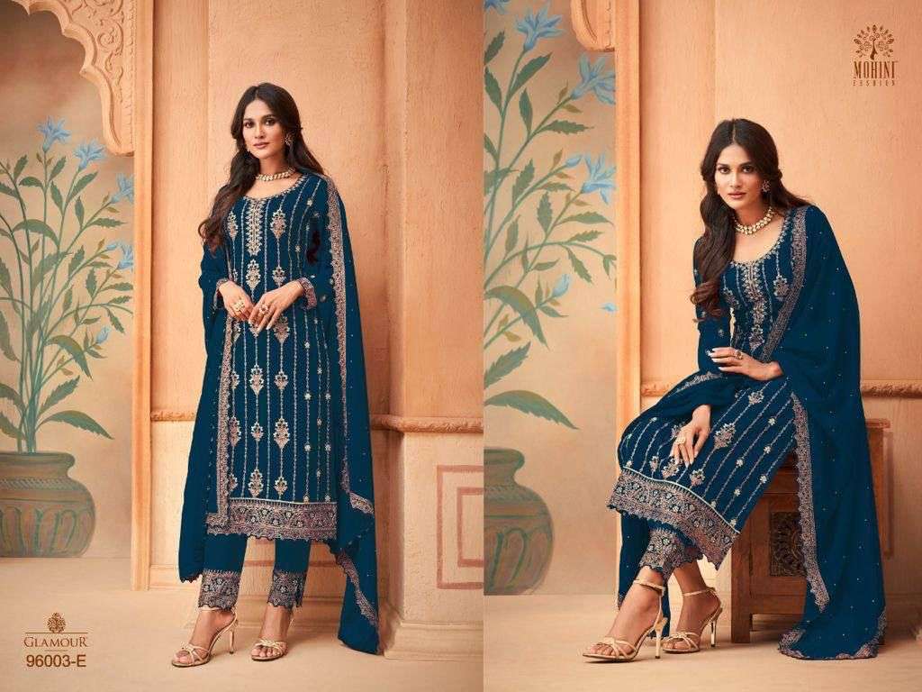 GLAMOUR 96003 COLOURS BY MOHINI FASHION DESIGNER FESTIVE SUITS COLLECTION BEAUTIFUL STYLISH FANCY COLORFUL PARTY WEAR & OCCASIONAL WEAR GEORGETTE EMBROIDERED DRESSES AT WHOLESALE PRICE