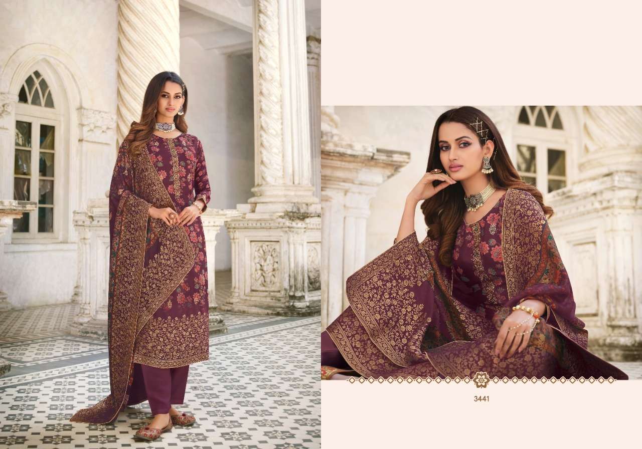 KADAMBARI VOL-2 BY CHARMY 3441 TO 3446 SERIES BEAUTIFUL SUITS COLORFUL STYLISH FANCY CASUAL WEAR & ETHNIC WEAR VISCOSE DOLA JACQUARD PRINT DRESSES AT WHOLESALE PRICE
