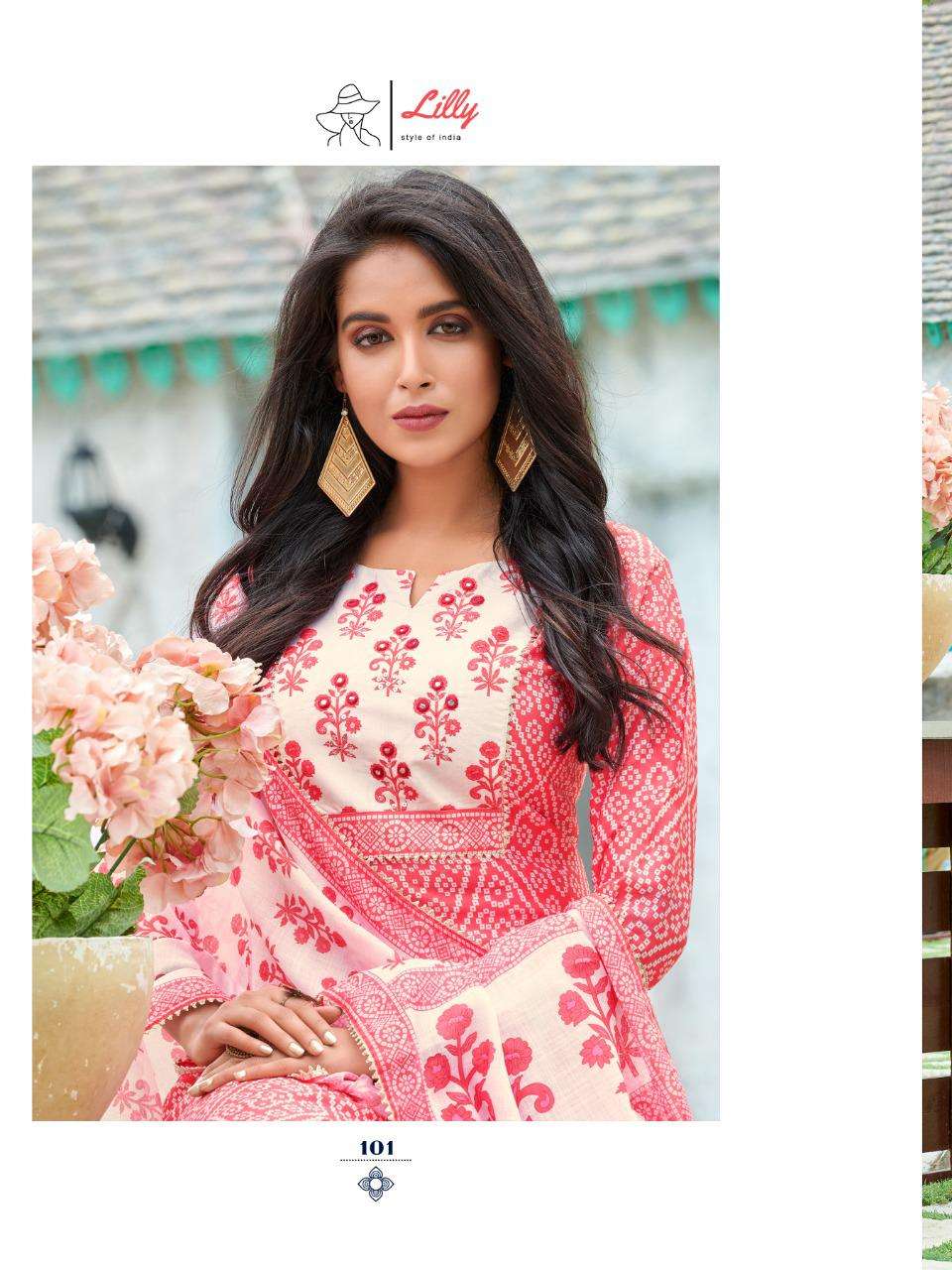 SAKIRA BY LILLY 101 TO 104 SERIES BEAUTIFUL SUITS COLORFUL STYLISH FANCY CASUAL WEAR & ETHNIC WEAR LINEN COTTON PRINT DRESSES AT WHOLESALE PRICE