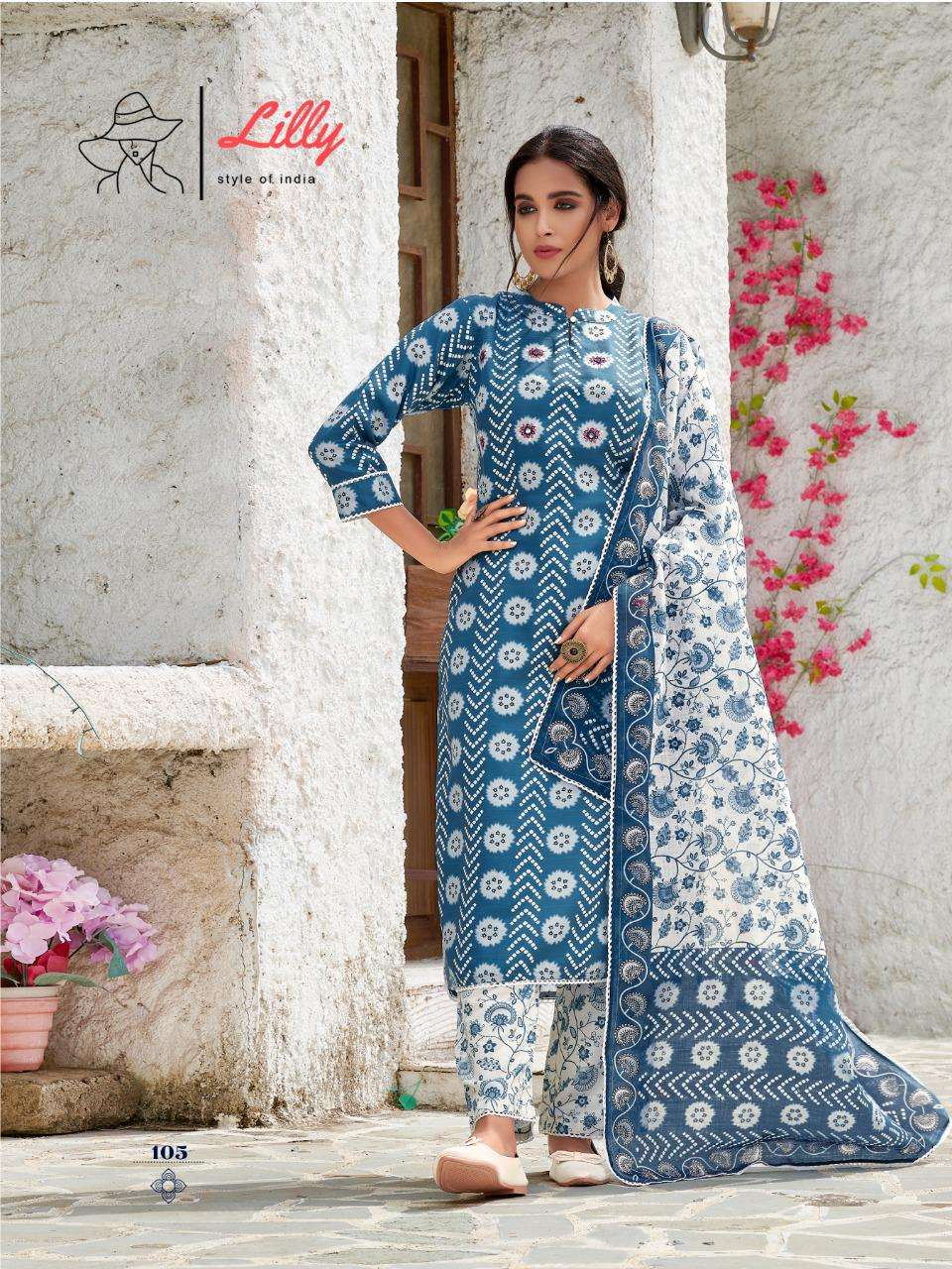SAKIRA BY LILLY 101 TO 104 SERIES BEAUTIFUL SUITS COLORFUL STYLISH FANCY CASUAL WEAR & ETHNIC WEAR LINEN COTTON PRINT DRESSES AT WHOLESALE PRICE