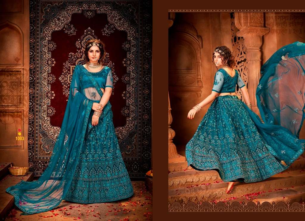 Maharani By Mrudangi 1001 To 1004 Series Designer Beautiful Navratri Collection Occasional Wear & Party Wear Net Lehengas At Wholesale Price