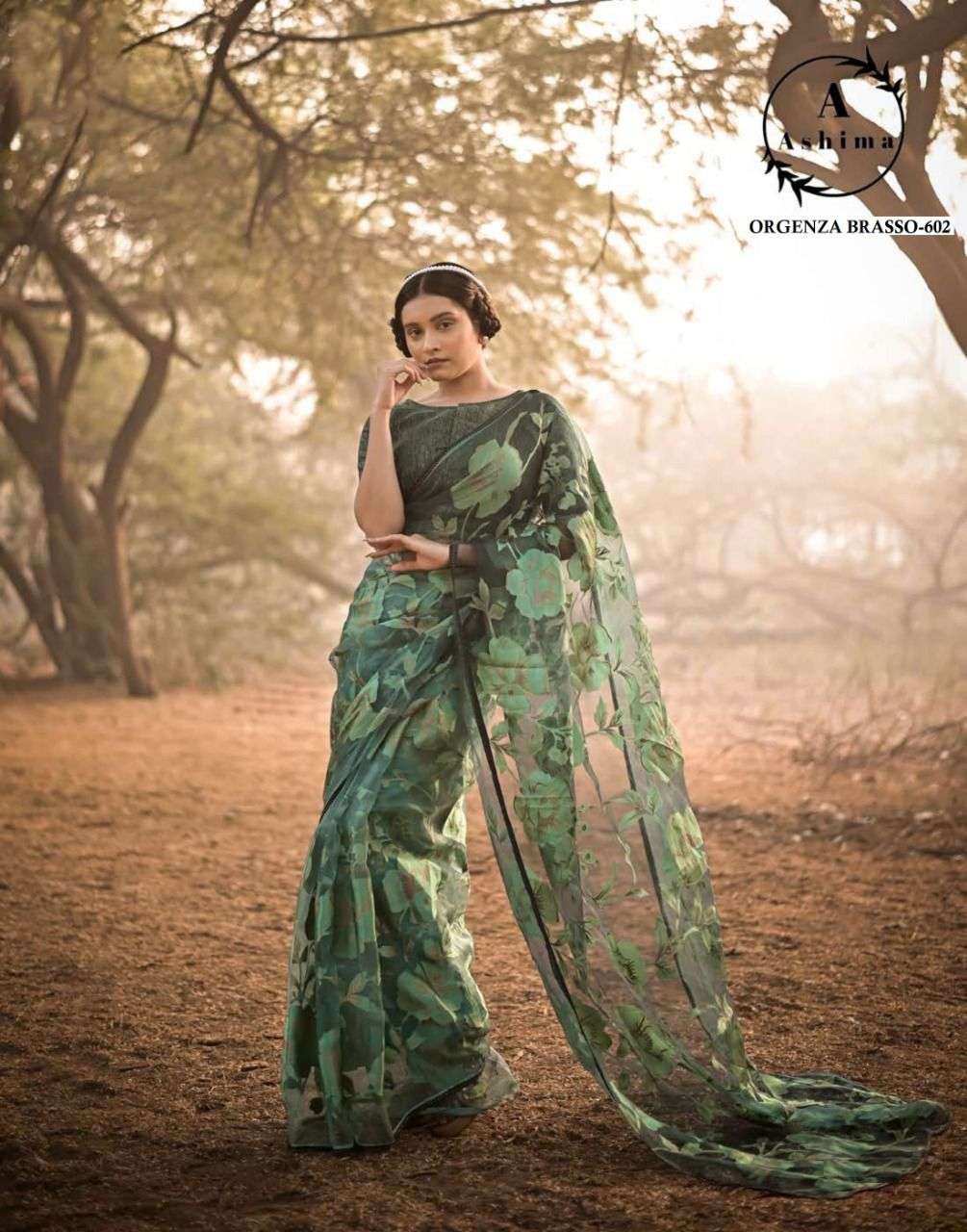 ORGANZA BRASSO BY ASHIMA 601 TO 608 SERIES INDIAN TRADITIONAL WEAR COLLECTION BEAUTIFUL STYLISH FANCY COLORFUL PARTY WEAR & OCCASIONAL WEAR ORGANZA BRASSO SAREES AT WHOLESALE PRICE