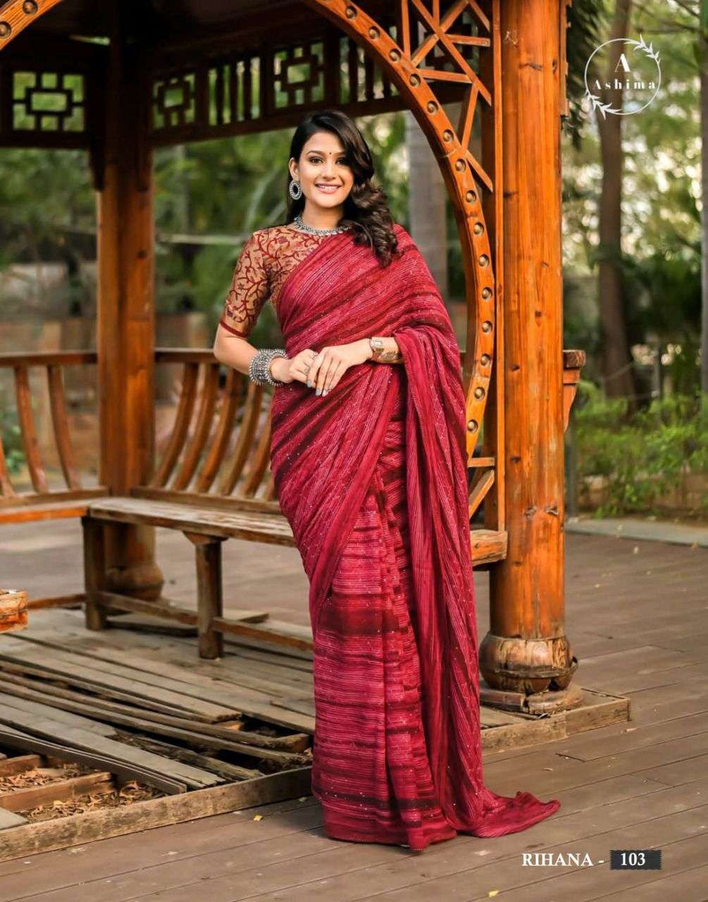 RIHANA PRISM BY ASHIMA 101 TO 108 SERIES INDIAN TRADITIONAL WEAR COLLECTION BEAUTIFUL STYLISH FANCY COLORFUL PARTY WEAR & OCCASIONAL WEAR GEORGETTE EMBROIDERED SAREES AT WHOLESALE PRICE