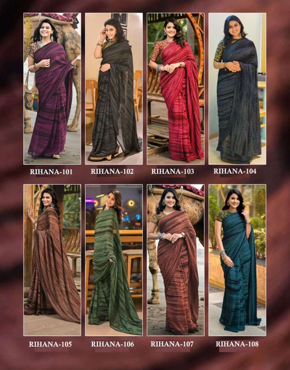 RIHANA PRISM BY ASHIMA 101 TO 108 SERIES INDIAN TRADITIONAL WEAR COLLECTION BEAUTIFUL STYLISH FANCY COLORFUL PARTY WEAR & OCCASIONAL WEAR GEORGETTE EMBROIDERED SAREES AT WHOLESALE PRICE