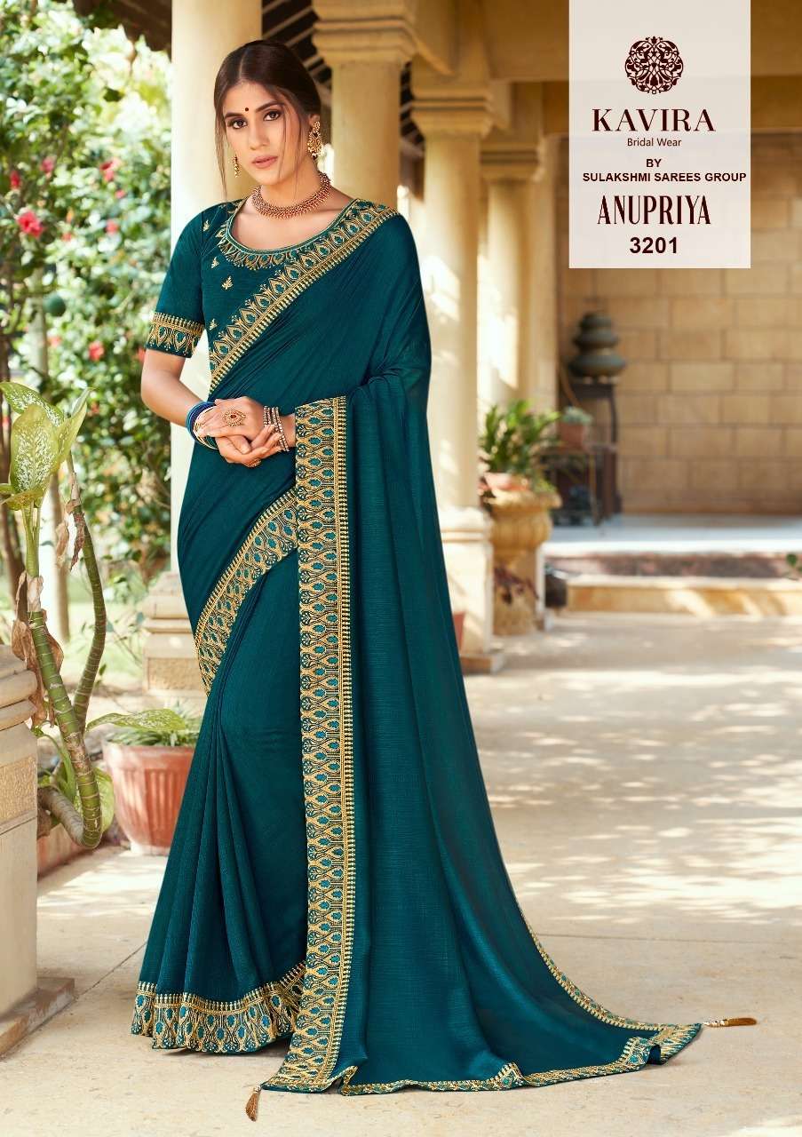 ANUPRIYA BY KAVIRA 3201 TO 3208 SERIES INDIAN TRADITIONAL WEAR COLLECTION BEAUTIFUL STYLISH FANCY COLORFUL PARTY WEAR & OCCASIONAL WEAR CHINNON GEORGETTE SAREES AT WHOLESALE PRICE