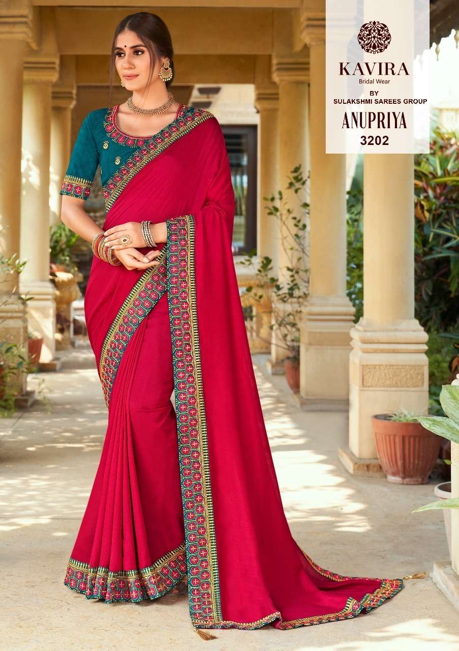 ANUPRIYA BY KAVIRA 3201 TO 3208 SERIES INDIAN TRADITIONAL WEAR COLLECTION BEAUTIFUL STYLISH FANCY COLORFUL PARTY WEAR & OCCASIONAL WEAR CHINNON GEORGETTE SAREES AT WHOLESALE PRICE