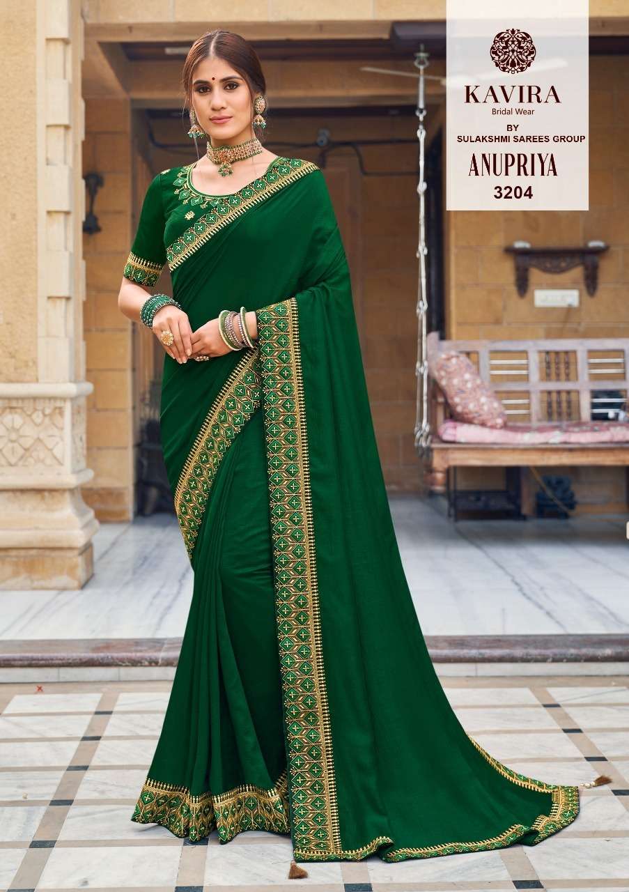 ANUPRIYA BY KAVIRA 3201 TO 3208 SERIES INDIAN TRADITIONAL WEAR COLLECTION BEAUTIFUL STYLISH FANCY COLORFUL PARTY WEAR & OCCASIONAL WEAR CHINNON GEORGETTE SAREES AT WHOLESALE PRICE