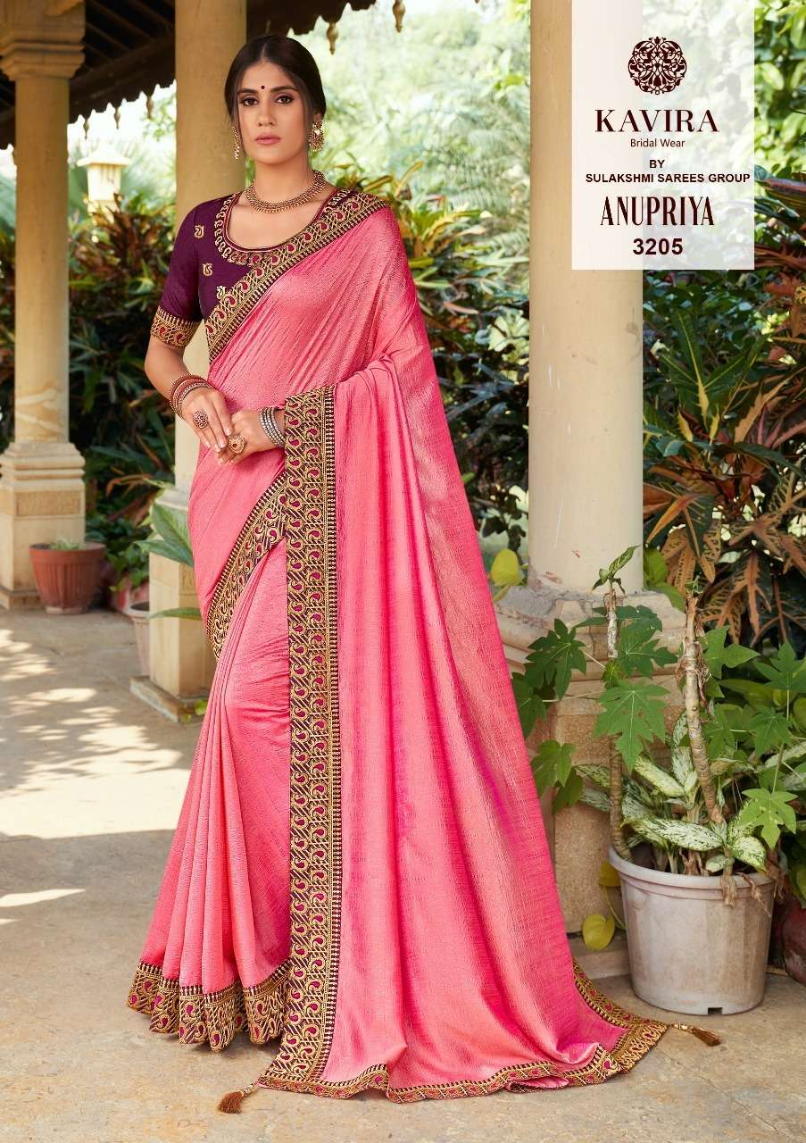 ANUPRIYA BY KAVIRA 3201 TO 3208 SERIES INDIAN TRADITIONAL WEAR COLLECTION BEAUTIFUL STYLISH FANCY COLORFUL PARTY WEAR & OCCASIONAL WEAR CHINNON GEORGETTE SAREES AT WHOLESALE PRICE