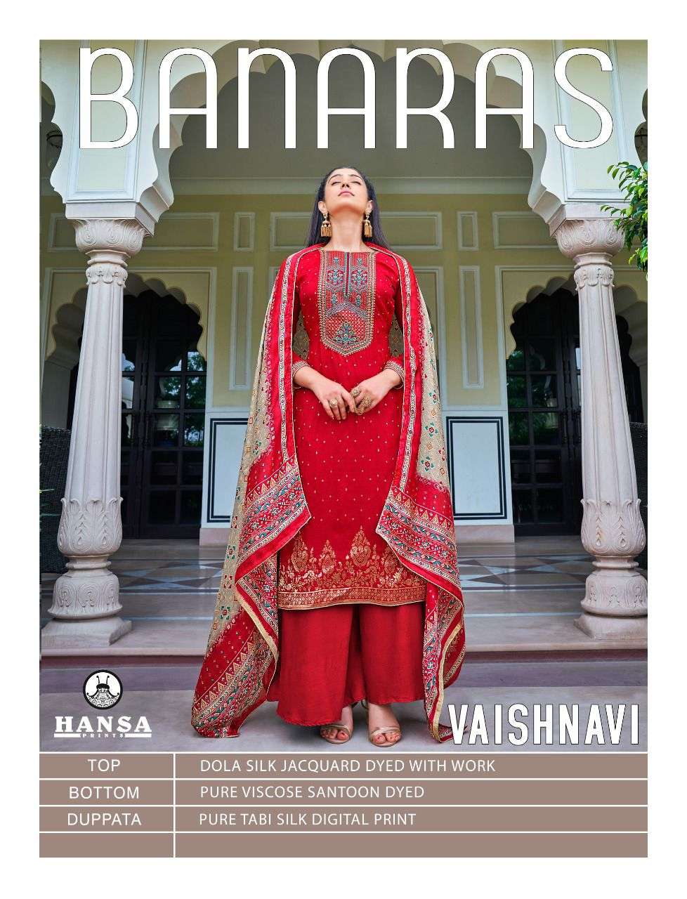 VAISHNAVI BY HANSA PRINTS 3201 TO 3206 SERIES BEAUTIFUL STYLISH SUITS FANCY COLORFUL CASUAL WEAR & ETHNIC WEAR & READY TO WEAR DOLA SILK JACQUARD DRESSES AT WHOLESALE PRICE