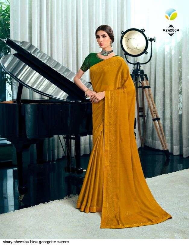 SHEESHA HINA BY VINAY FASHION 24271 TO 24280 SERIES INDIAN TRADITIONAL WEAR COLLECTION BEAUTIFUL STYLISH FANCY COLORFUL PARTY WEAR & OCCASIONAL WEAR GEORGETTE PRINT SAREES AT WHOLESALE PRICE