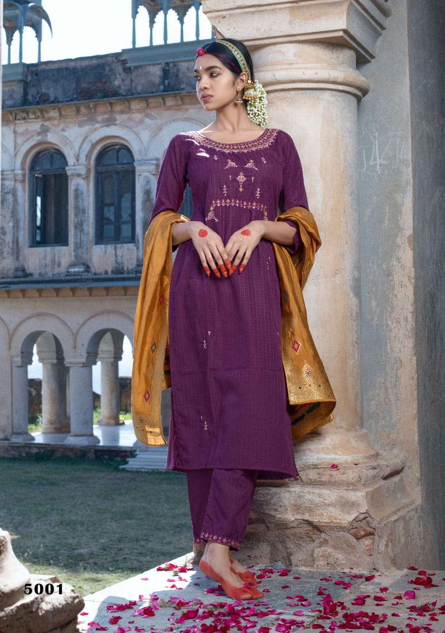 NIRAKAR BY ANANTI 5001 TO 5005 SERIES BEAUTIFUL SUITS COLORFUL STYLISH FANCY CASUAL WEAR & ETHNIC WEAR VISCOSE SILK WITH WORK DRESSES AT WHOLESALE PRICE