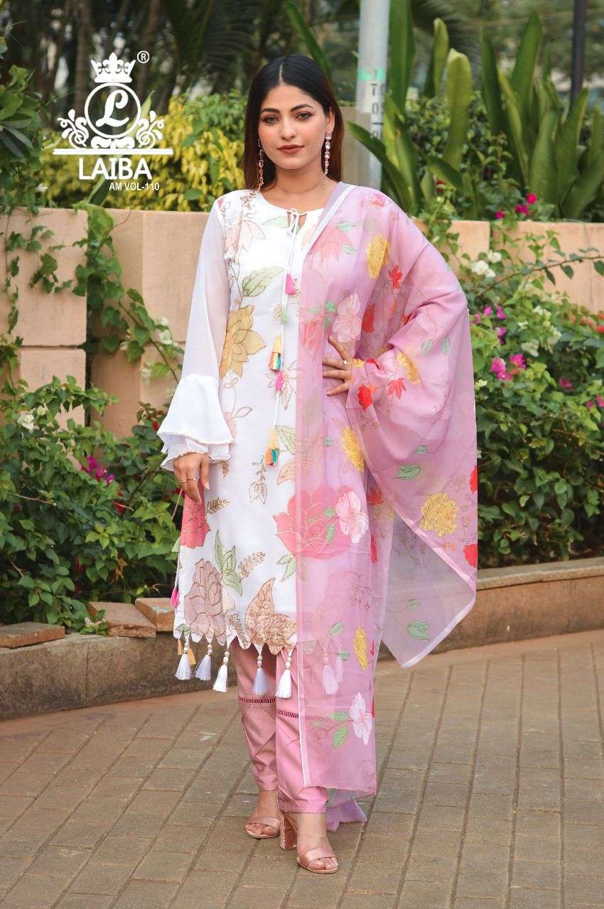 AM VOL-110 BY LAIBA 01 TO 02 SERIES BEAUTIFUL PAKISTANI SUITS STYLISH COLORFUL FANCY CASUAL WEAR & ETHNIC WEAR PURE GEORGETTE DRESSES AT WHOLESALE PRICE