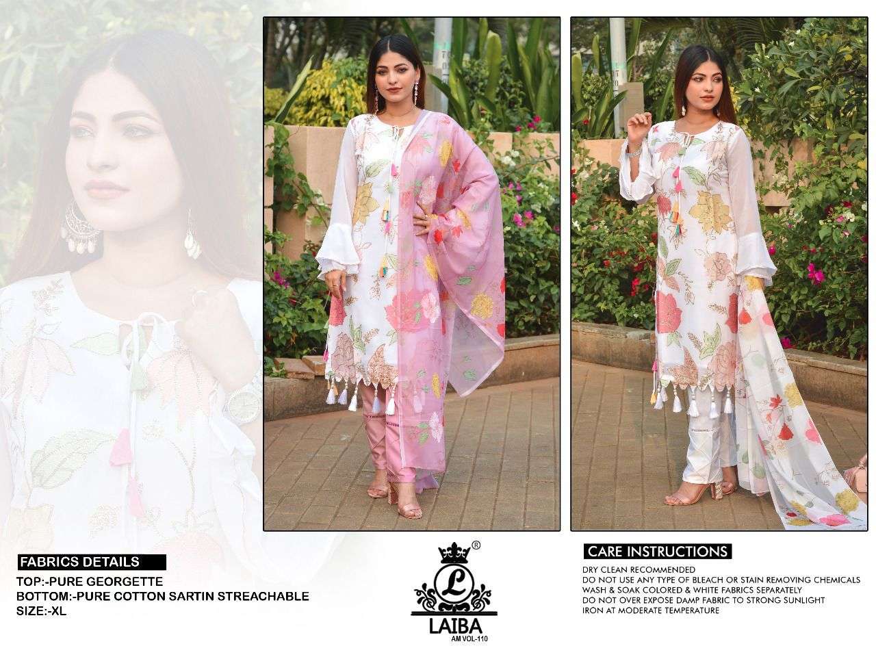AM VOL-110 BY LAIBA 01 TO 02 SERIES BEAUTIFUL PAKISTANI SUITS STYLISH COLORFUL FANCY CASUAL WEAR & ETHNIC WEAR PURE GEORGETTE DRESSES AT WHOLESALE PRICE