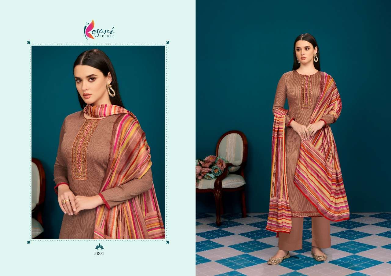 ZENIA BY KESARI TRENDZ 3001 TO 3008 SERIES BEAUTIFUL STYLISH SUITS FANCY COLORFUL CASUAL WEAR & ETHNIC WEAR & READY TO WEAR HEAVY JAM COTTON EMBROIDERED DRESSES AT WHOLESALE PRICE