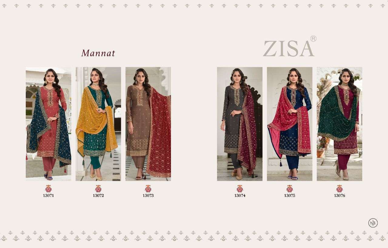 MANNAT BY ZISA 13071 TO 13076 SERIES BEAUTIFUL SUITS COLORFUL STYLISH FANCY CASUAL WEAR & ETHNIC WEAR MINI SILK DRESSES AT WHOLESALE PRICE